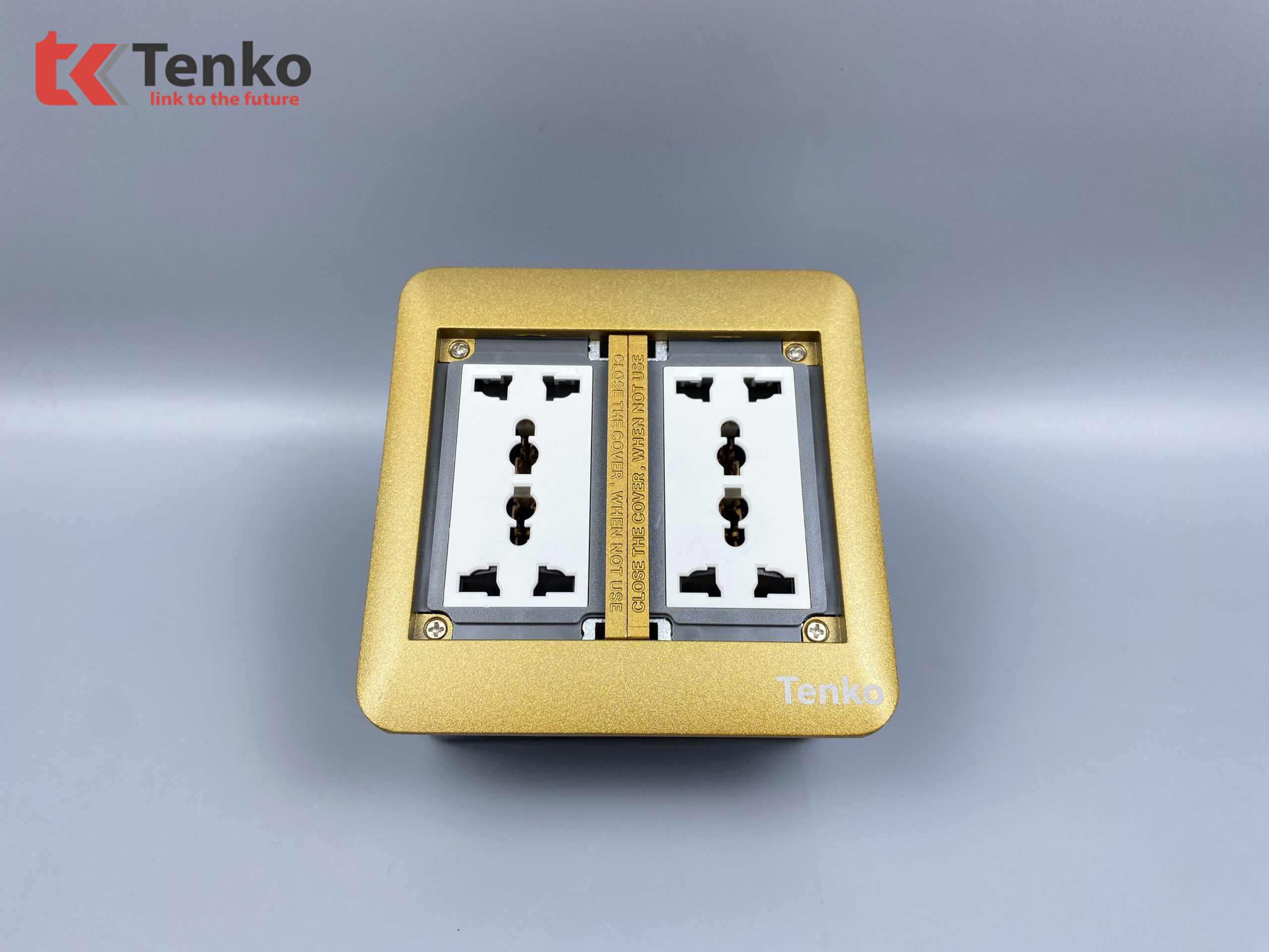 Ổ Cắm Điện Âm Sàn TK-DS-111S04 Vàng 2 Ổ Cắm 3 Chấu