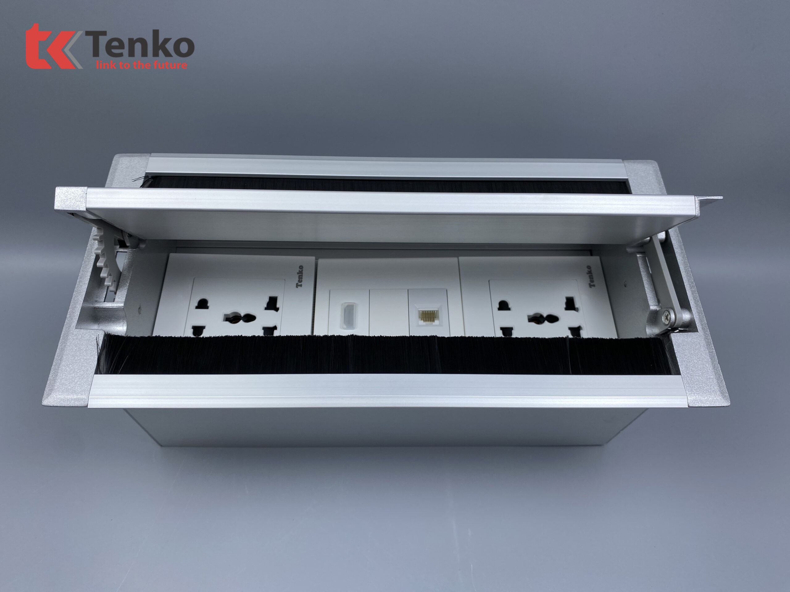 Hộp Âm Bàn 3 Module Mở Nắp 2 Chiều TK-HC3S-05 Bạc
