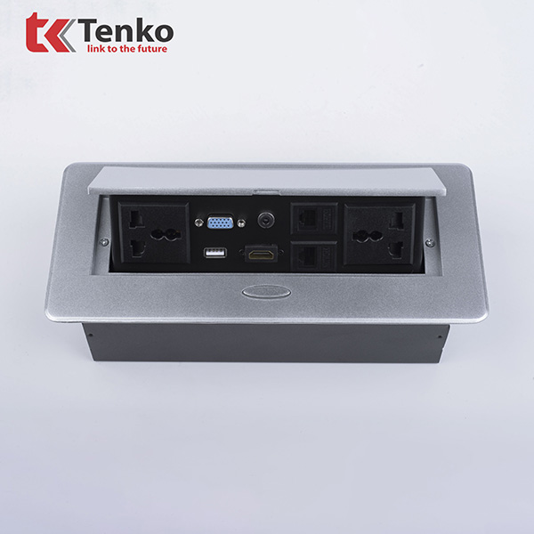 Hộp Ổ Cắm Điện Âm Bàn Họp Tenko TK-AS09DN Màu Bạc