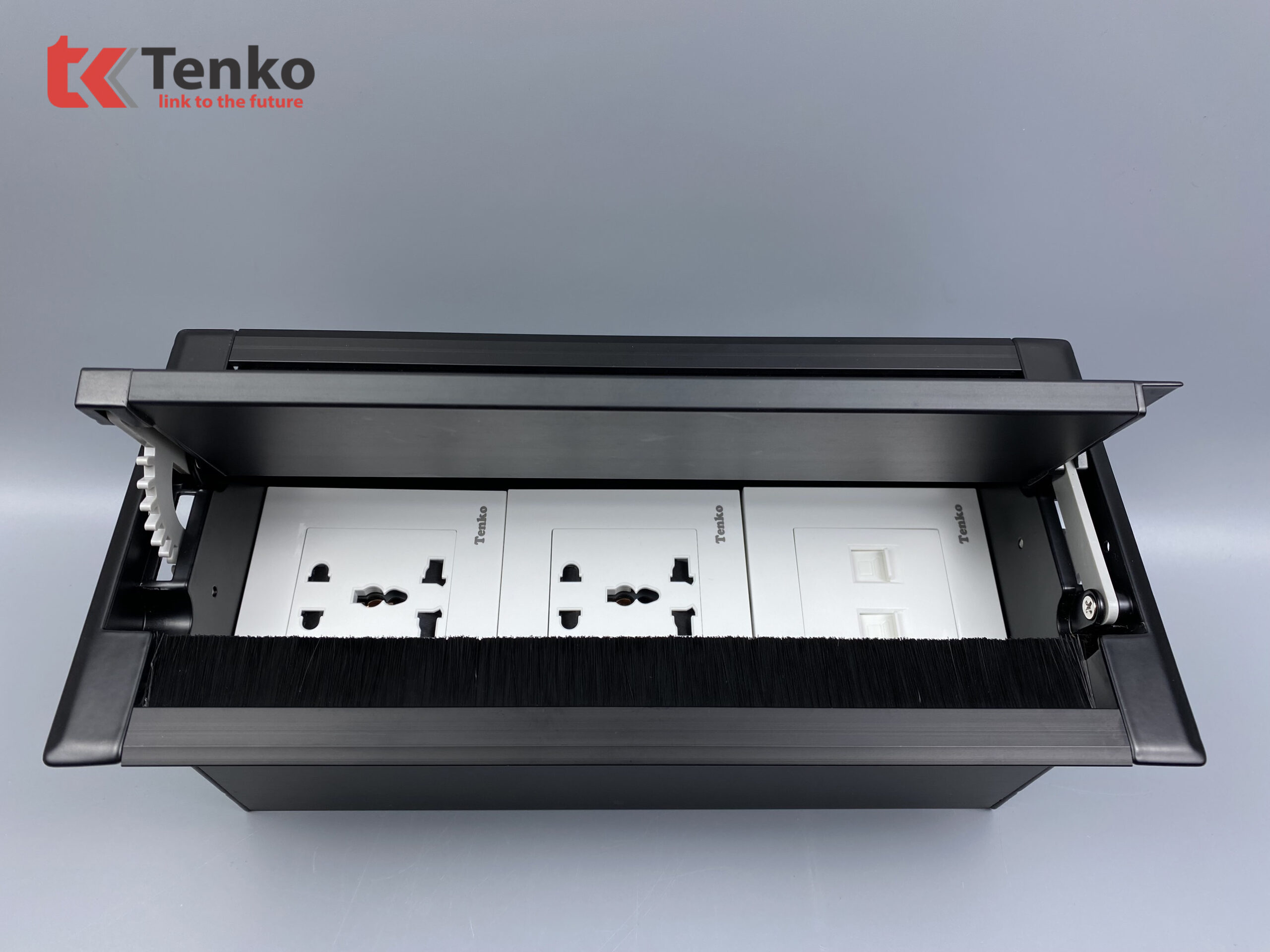Hộp Âm Bàn 3 Module Bật Nắp 2 Chiều TK-HC3S-04 Đen