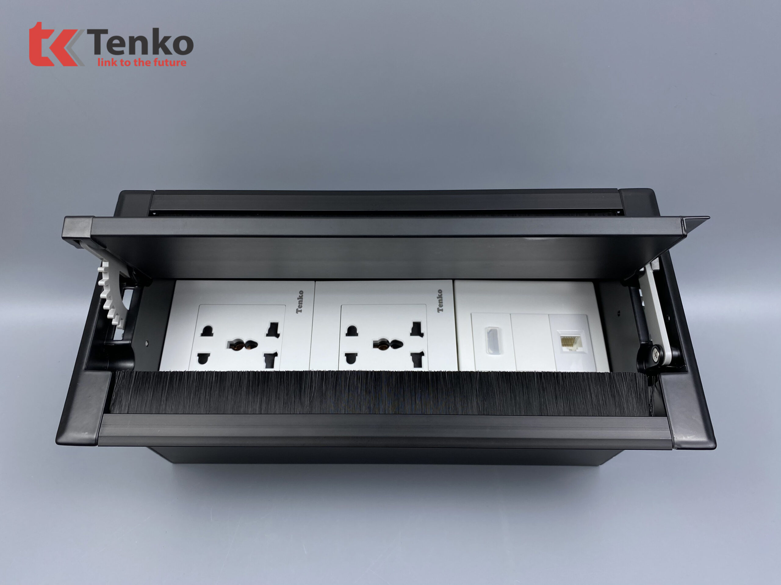 Hộp Âm Bàn 3 Module Bật Nắp 2 Chiều TK-HC3S-05 Đen