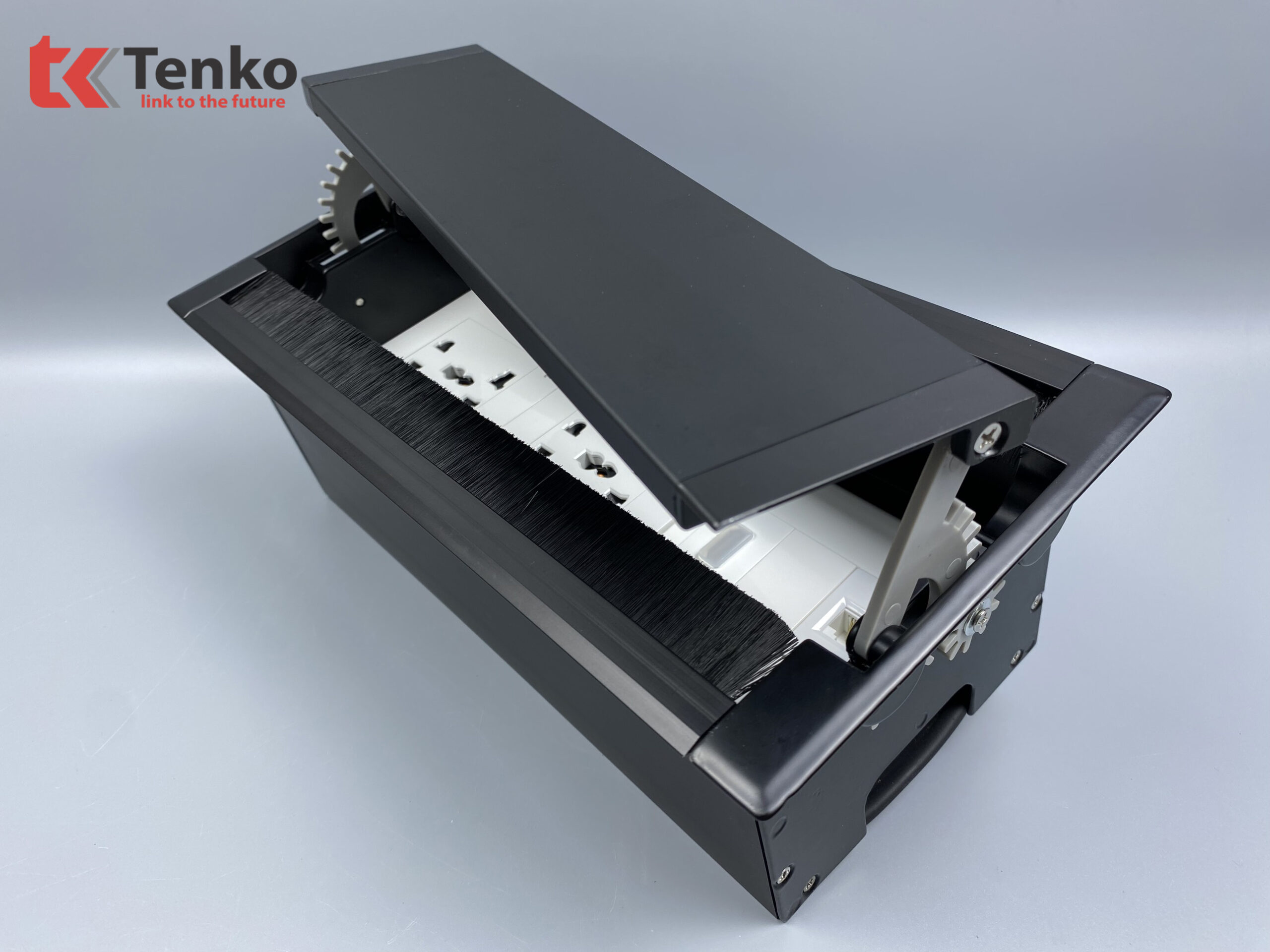 Hộp Âm Bàn 3 Module Bật Nắp 2 Chiều TK-HC3S-05 Đen