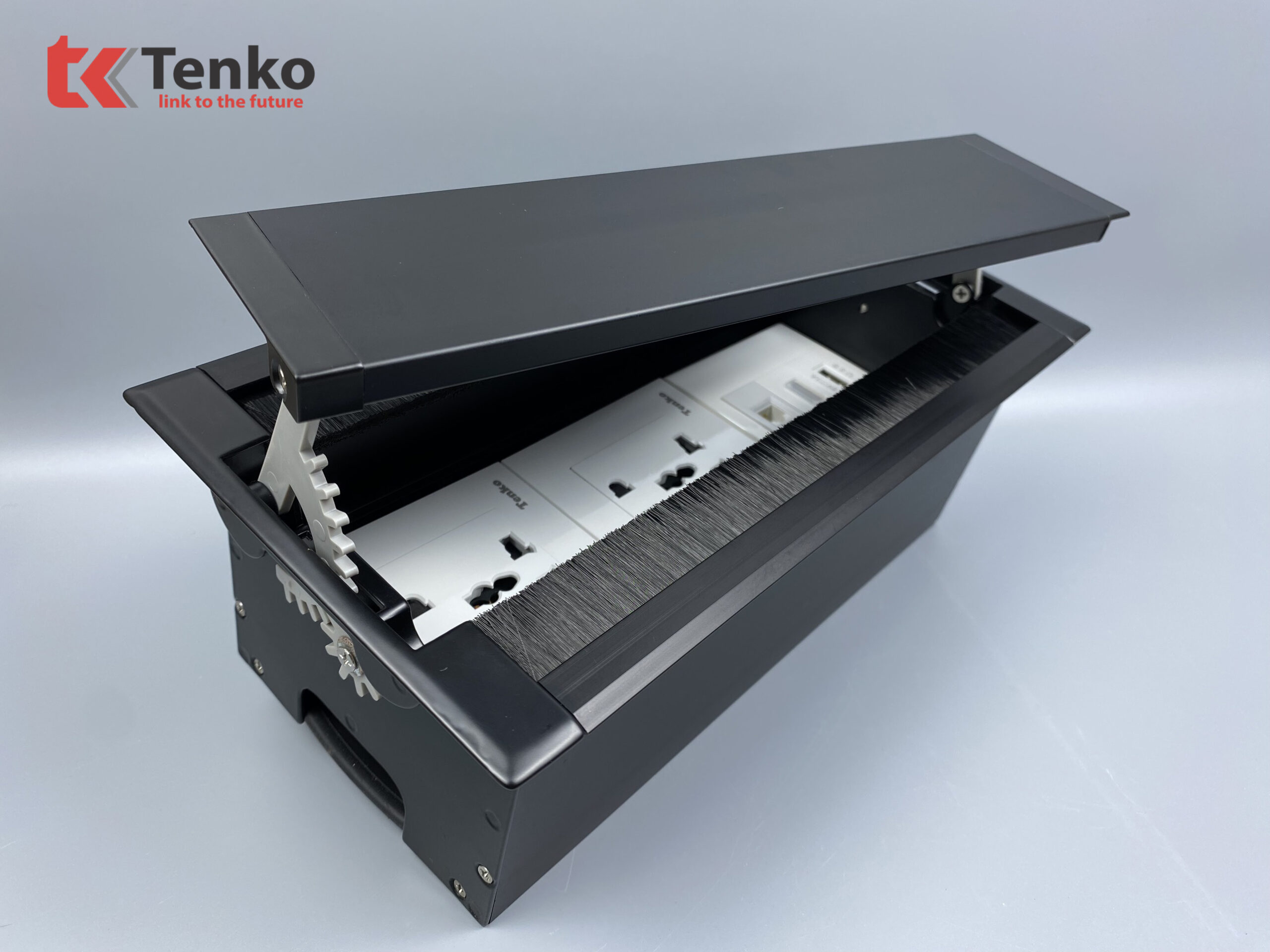 Hộp Âm Bàn 3 Module Bật Nắp 2 Chiều TK-HC3S-06 Đen
