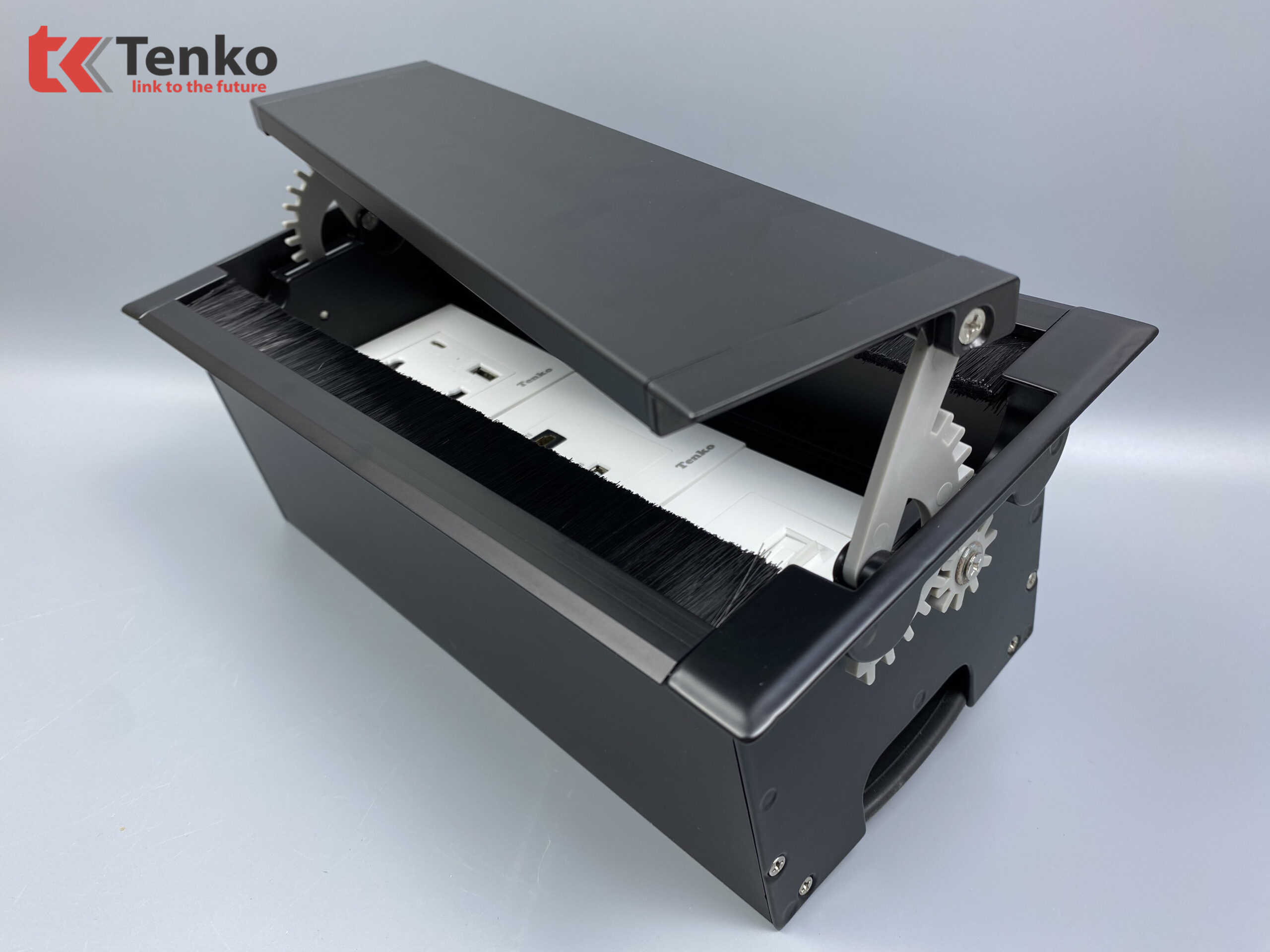 Hộp Âm Bàn 3 Module Bật Nắp 2 Chiều TK-HC3S-07 Đen