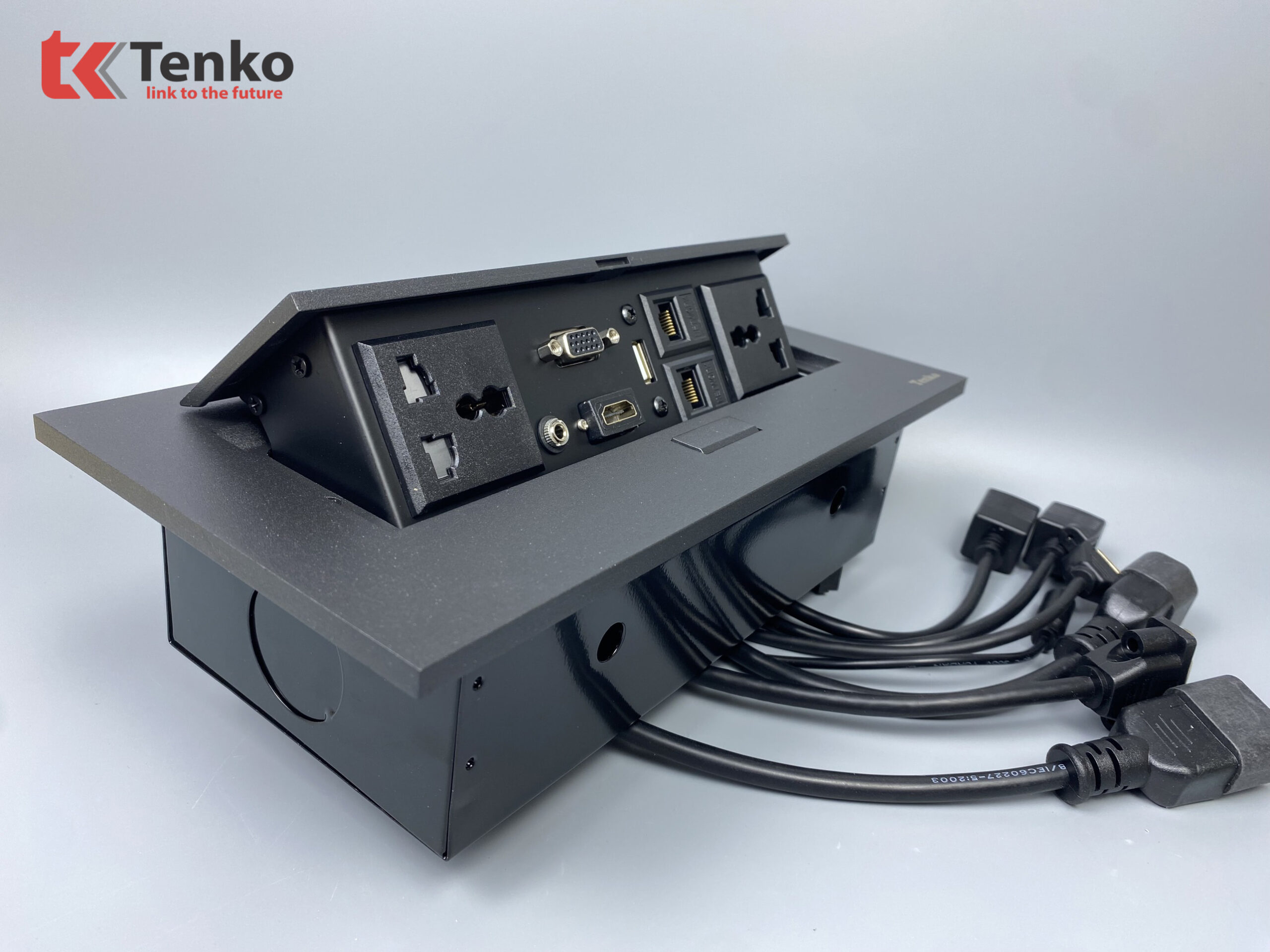 Hộp Ổ Cắm Điện Âm Bàn Họp Tenko TK-AS02DN Màu Đen