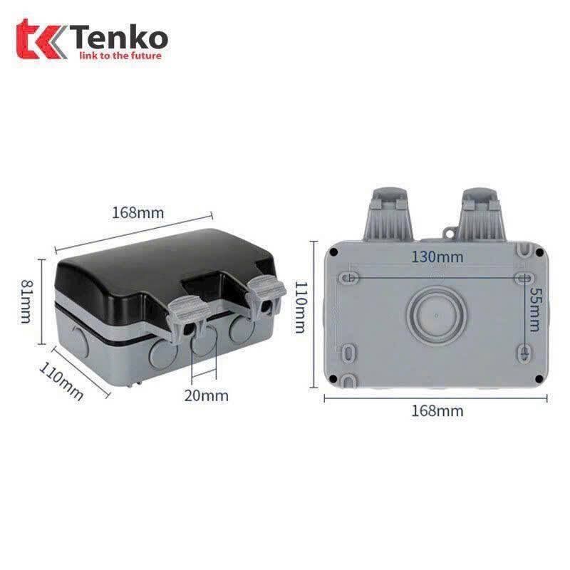 Ổ Cắm Đôi 3 Chấu Chống Nước Chữ Nhật TK-IP66-CN01