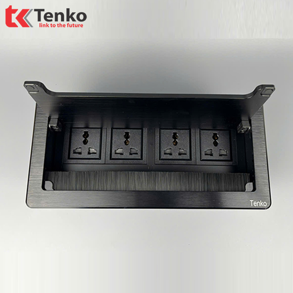 Ổ Cắm &Acirc;m B&agrave;n Hợp Kim Nh&ocirc;m Tenko TK-D4S-01 Đen