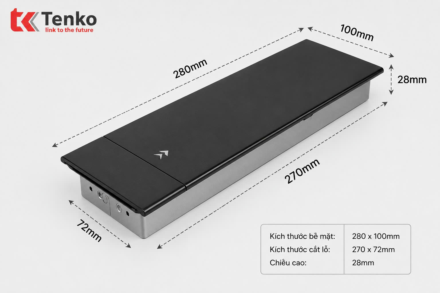 Hộp Ổ Điện &Acirc;m B&agrave;n Tenko TK-BT02 Nắp Trượt Cao Cấp
