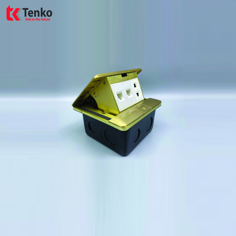 Ổ Điện Âm Sàn Đồng Nguyên Khối + LAN TK-J05-08