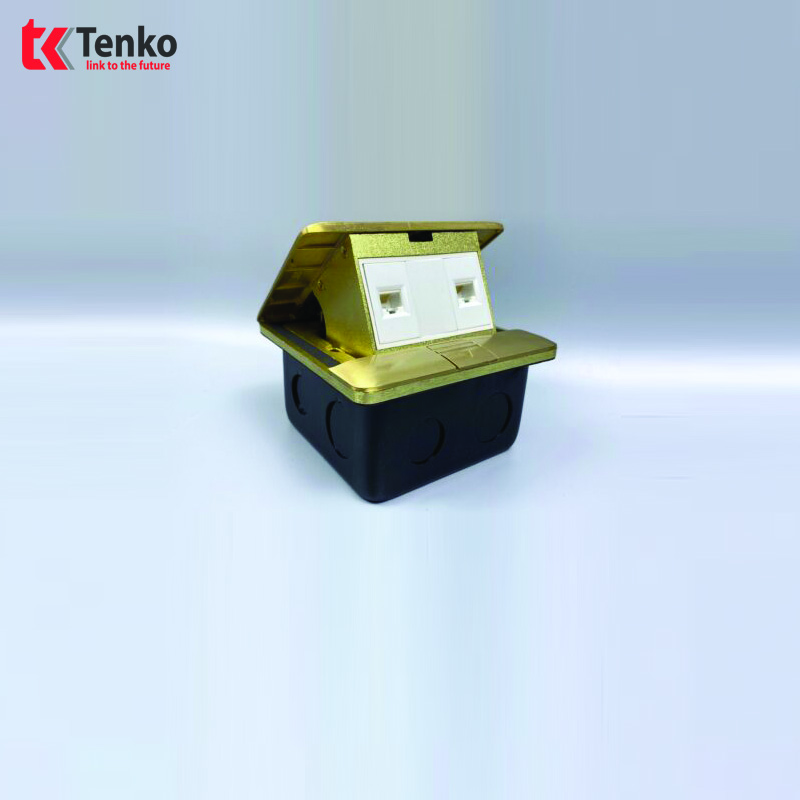 Ổ Cắm Mạng Âm Sàn Đồng Nguyên Khối TK-J05-10 Vàng