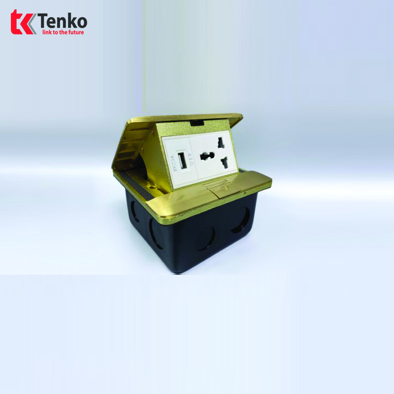 Ổ Điện Âm Sàn Đồng Nguyên Khối+USB TK-J05-11