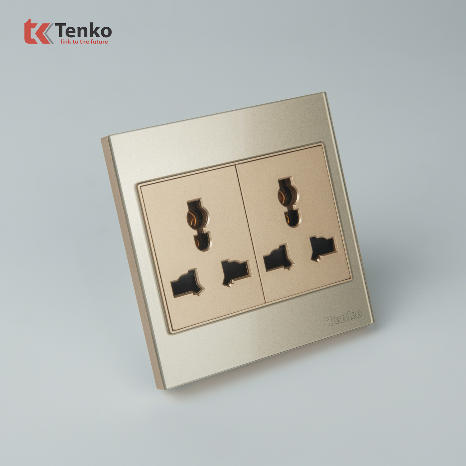Ổ Cắm Đ&ocirc;i 3 Chấu Mặt K&iacute;nh Cường Lực TK-V18-050