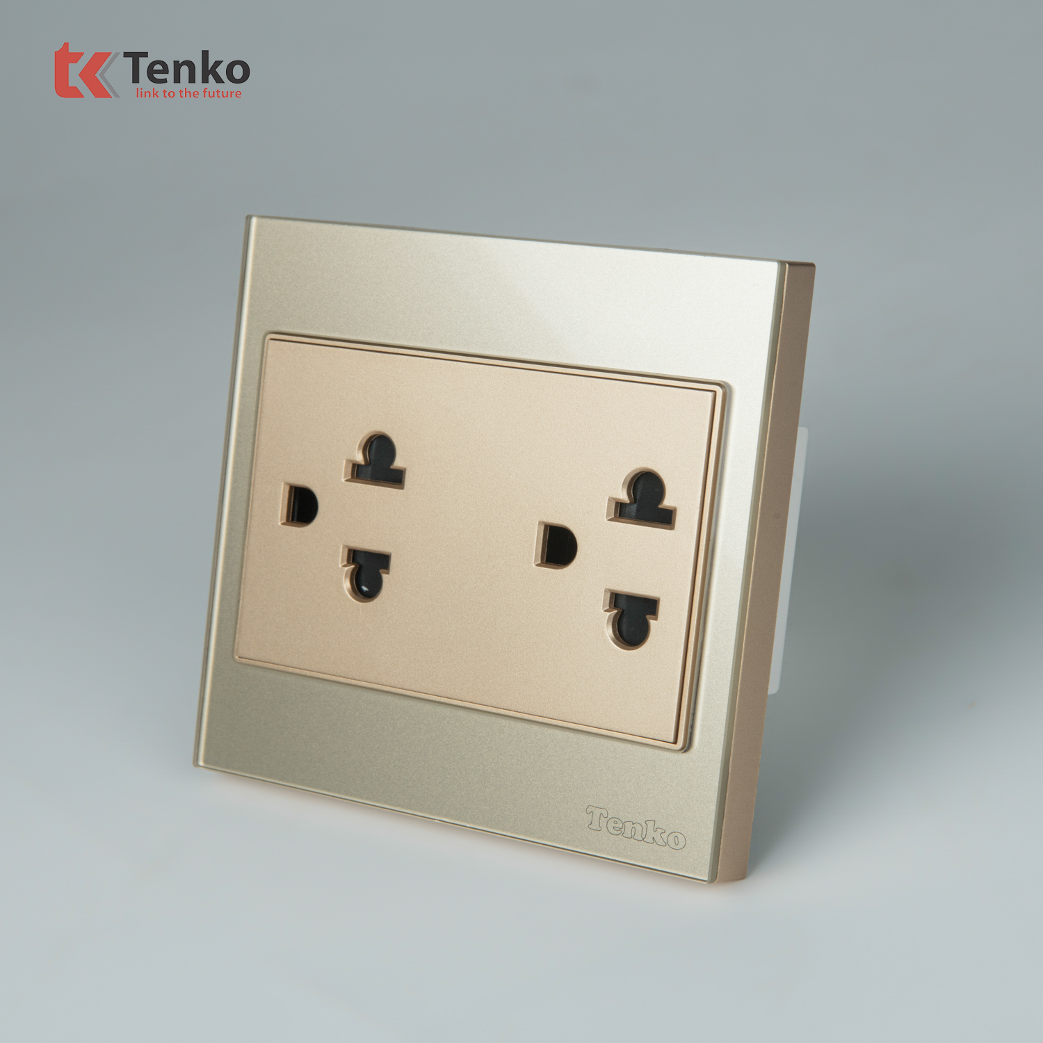 Ổ Cắm Đ&ocirc;i 3 Chấu Mặt K&iacute;nh Cường Lực TK-V18-044