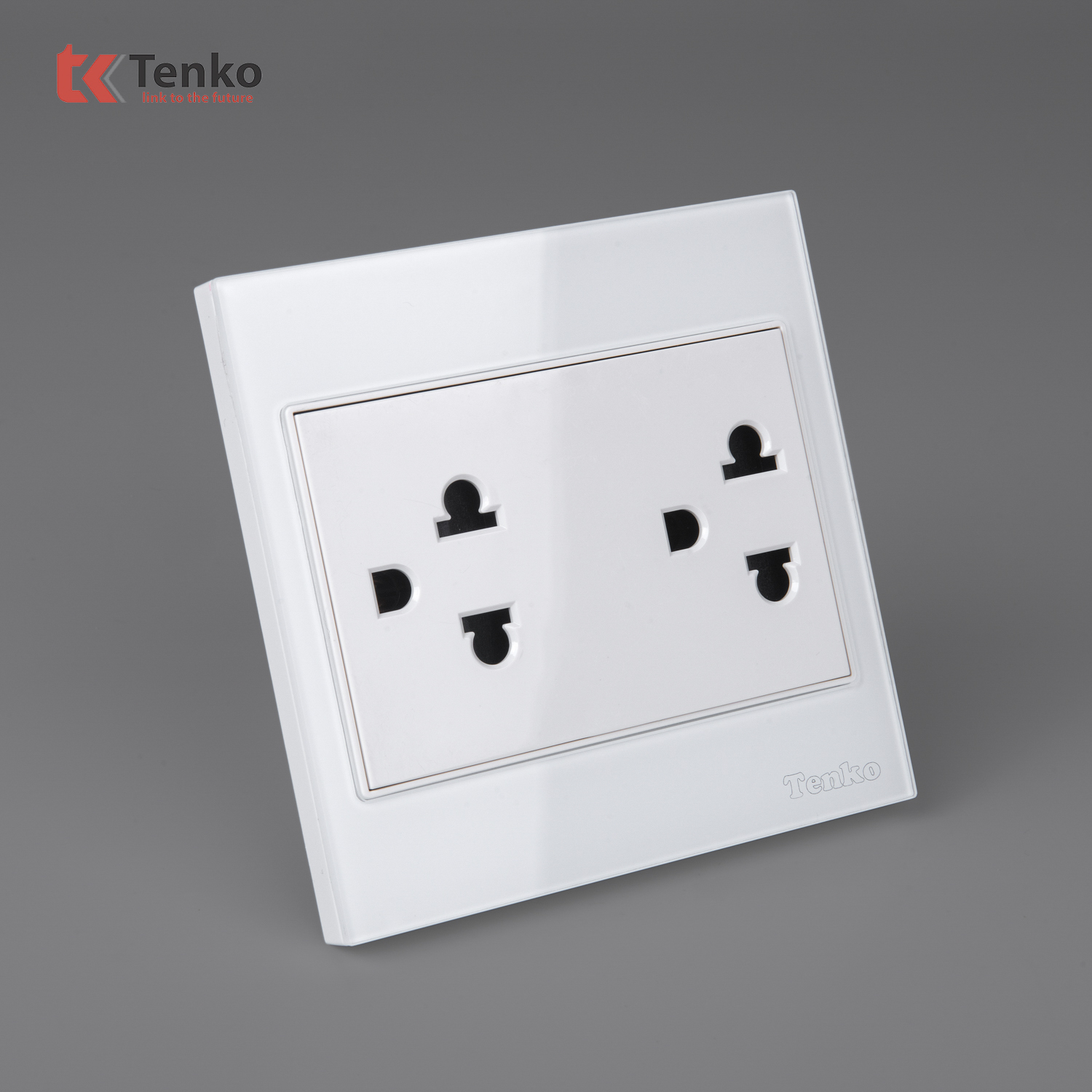 Ổ Điện Đ&ocirc;i 3 Chấu K&iacute;nh Cường Lực Tenko TK-V18-044
