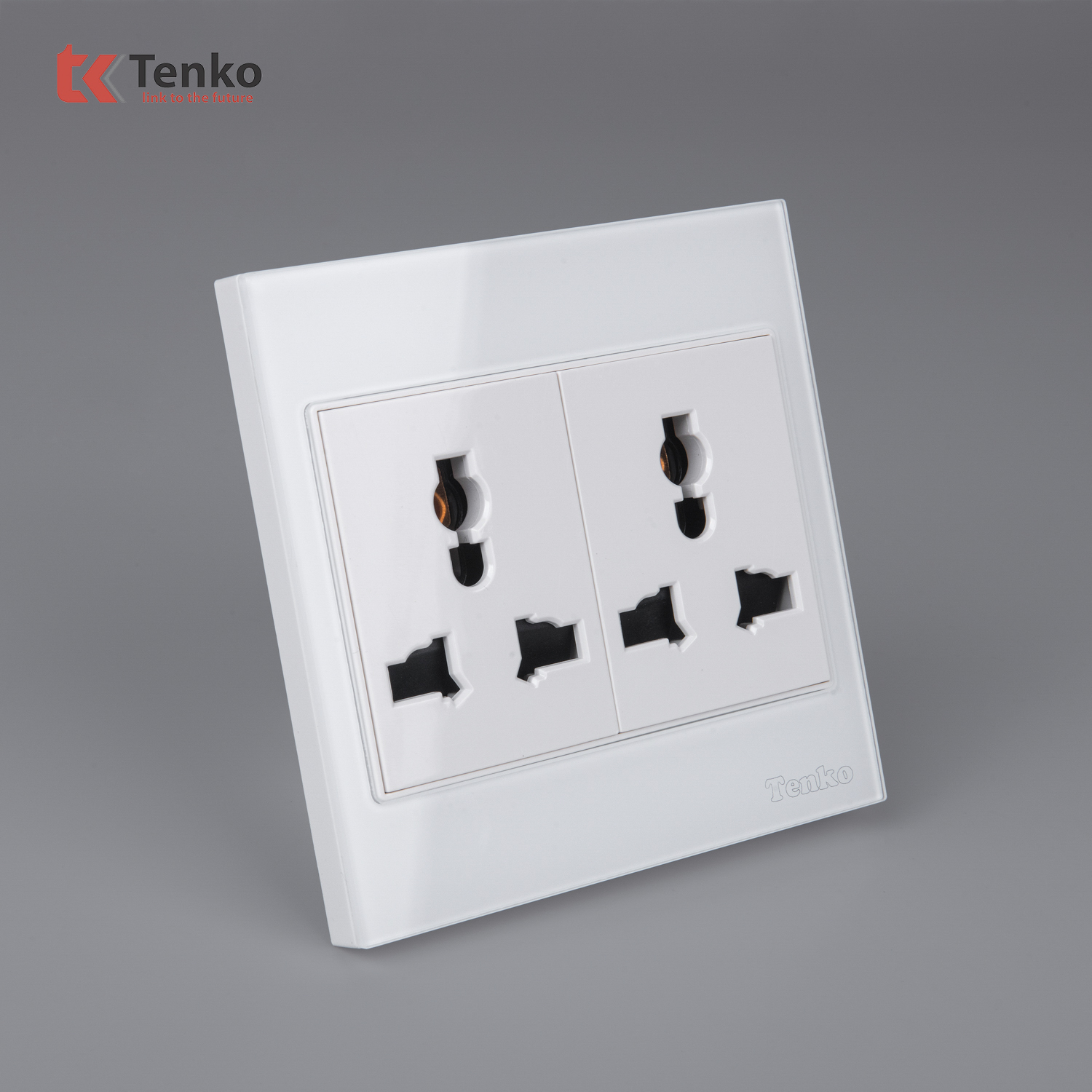 Ổ Cắm Đ&ocirc;i 3 Chấu Đa Năng K&iacute;nh Cường Lực TK-V18-050