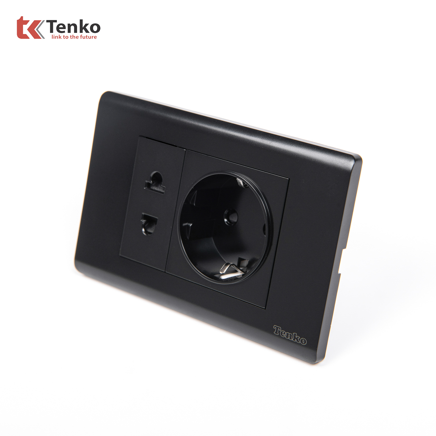 Ổ Điện Schuko Chuẩn Đức TK-C25-059 Mặt Nhựa PC Đen