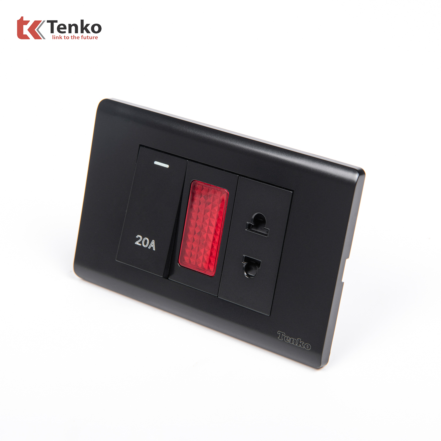 Công Tắc 20A Kèm Đèn Báo TKC25-080 Mặt Nhựa PC Đen