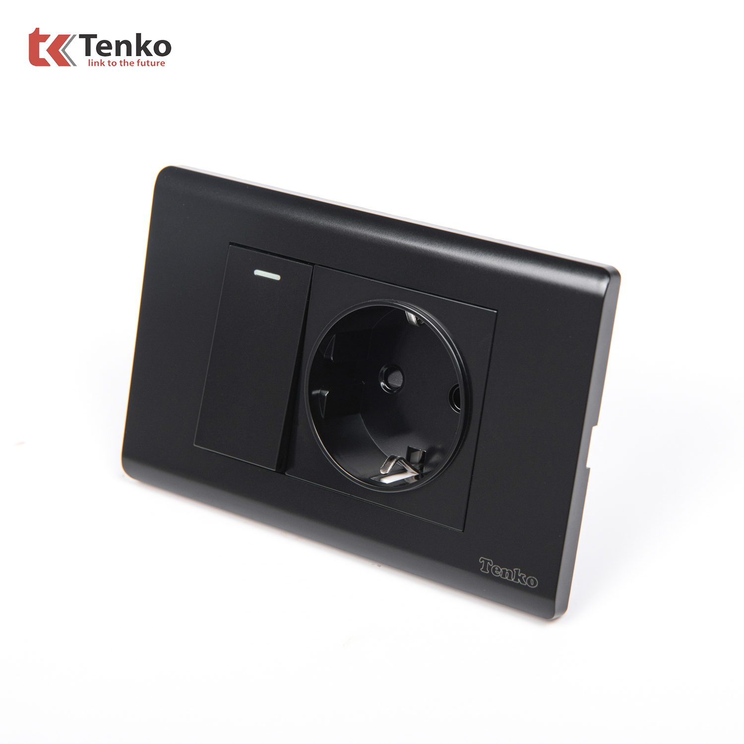 Ổ Chuẩn Đức Kèm Công Tắc TKC25-063 Mặt Nhựa PC Đen