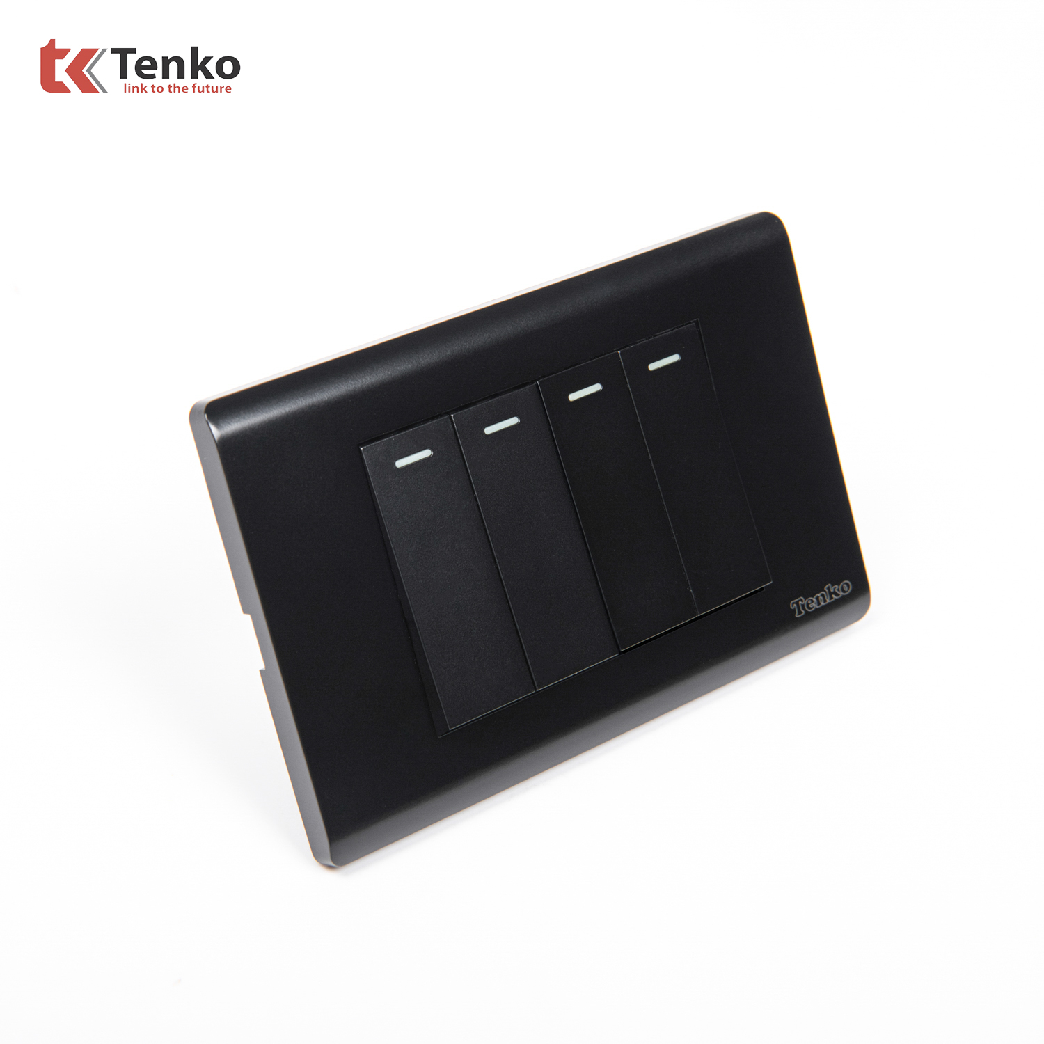 C&ocirc;ng Tắc 4 N&uacute;t Mặt Nhựa PC TENKO TK-C25-04 Đen