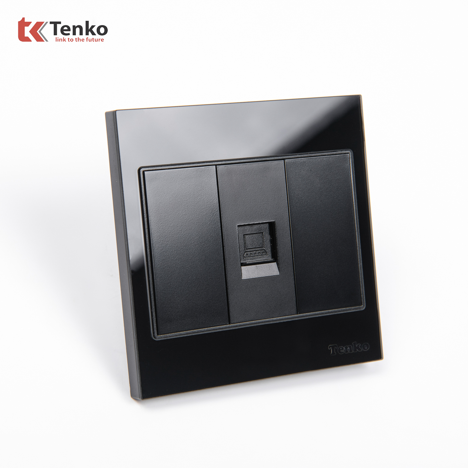 Ổ Cắm Mạng LAN Mặt Kính Cường Lực TK-V18-073 Đen