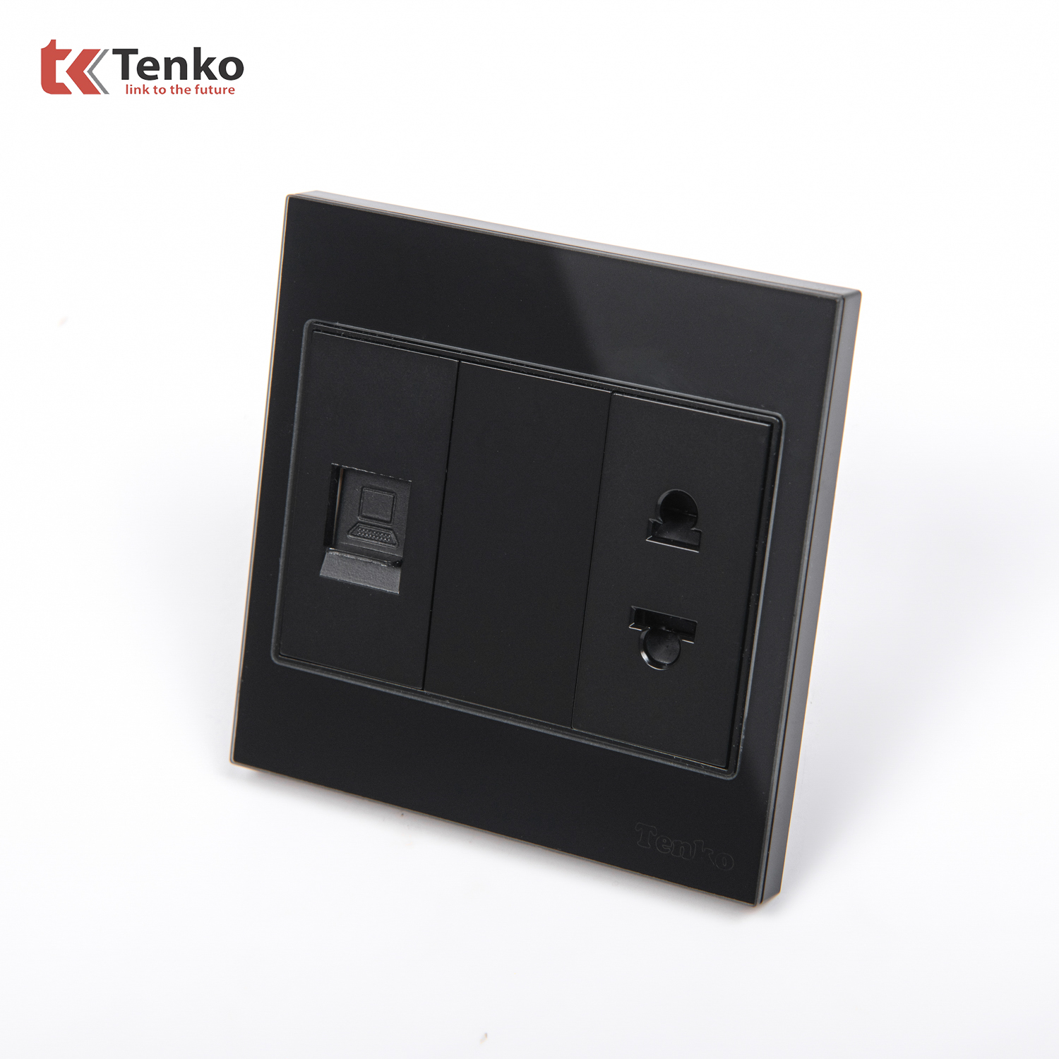 Bộ Ổ Cắm LAN Mặt Kính Cường Lực TK-V18-078 Đen