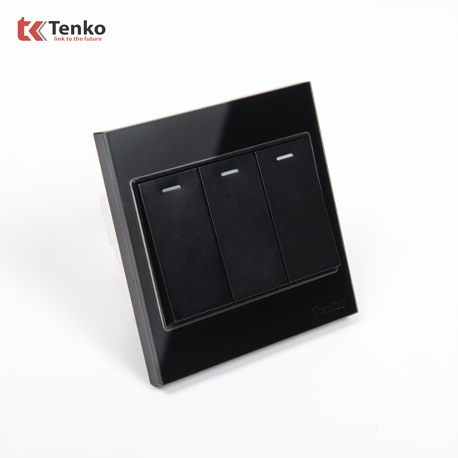 C&ocirc;ng Tắc 3 N&uacute;t Mặt K&iacute;nh Cường Lực TK-V18-03 Đen