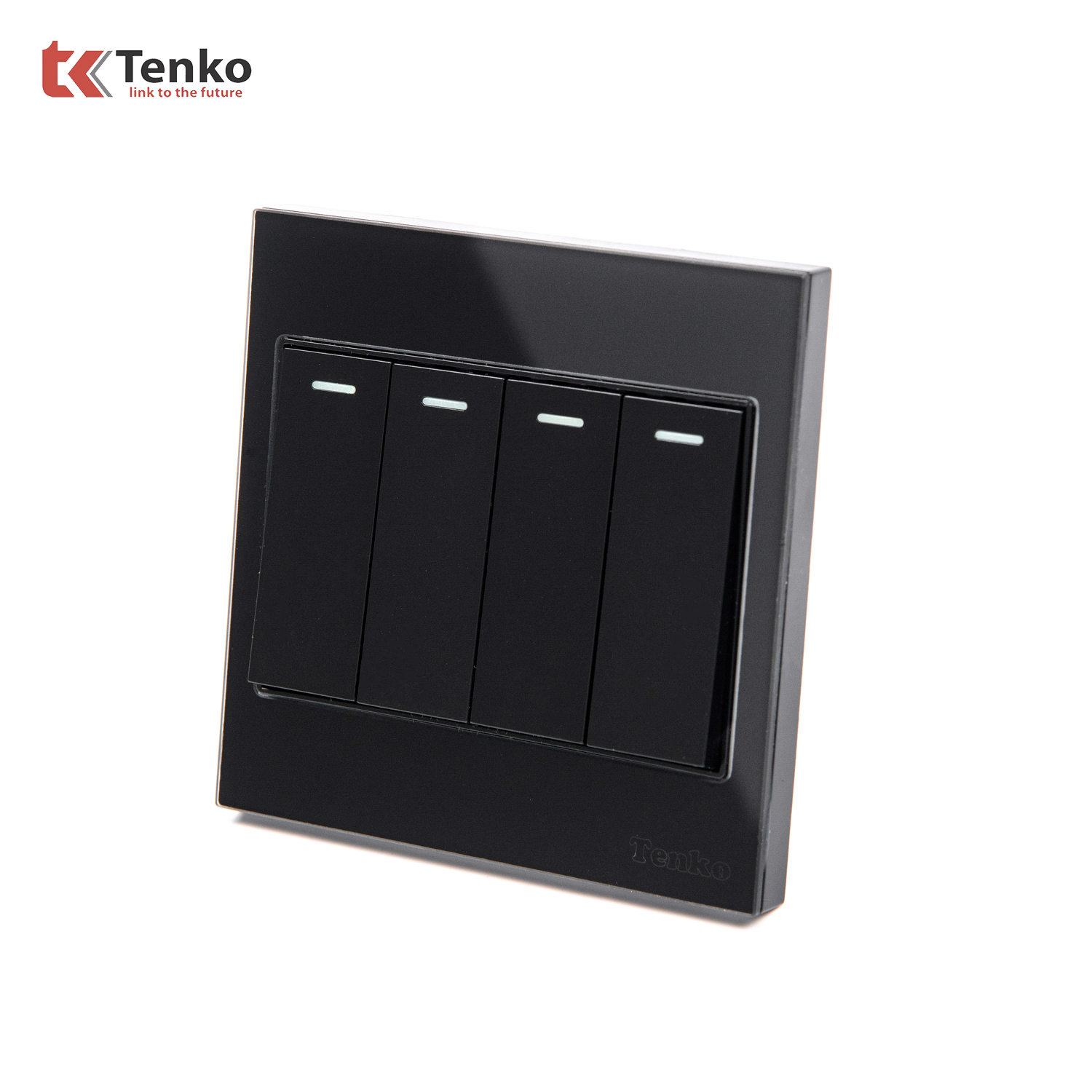 C&ocirc;ng Tắc 4 N&uacute;t Mặt K&iacute;nh Cường Lực TK-V18-04 Đen