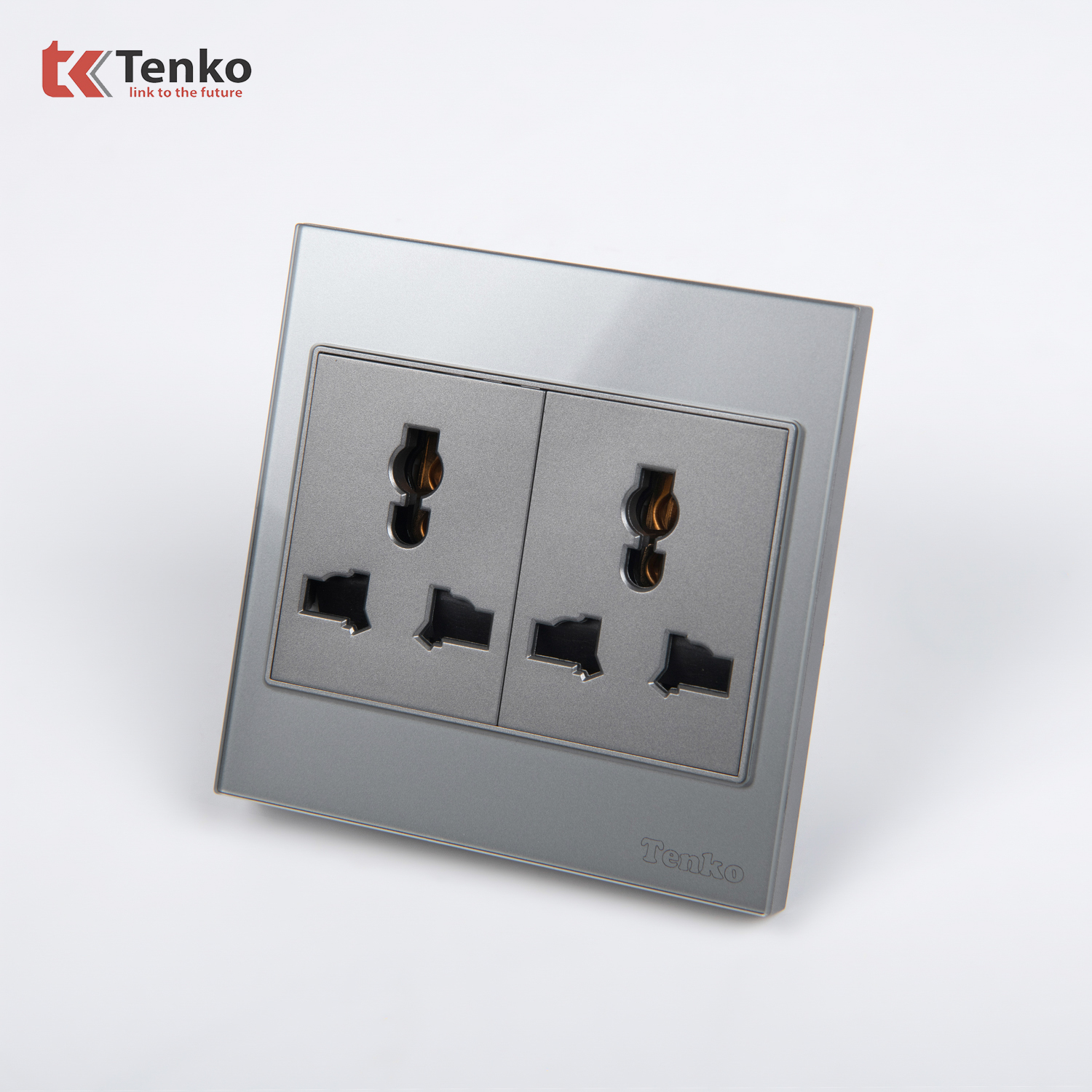 Ổ Cắm Đ&ocirc;i 3 Chấu Đa Năng K&iacute;nh Cường Lực TK-V18-050