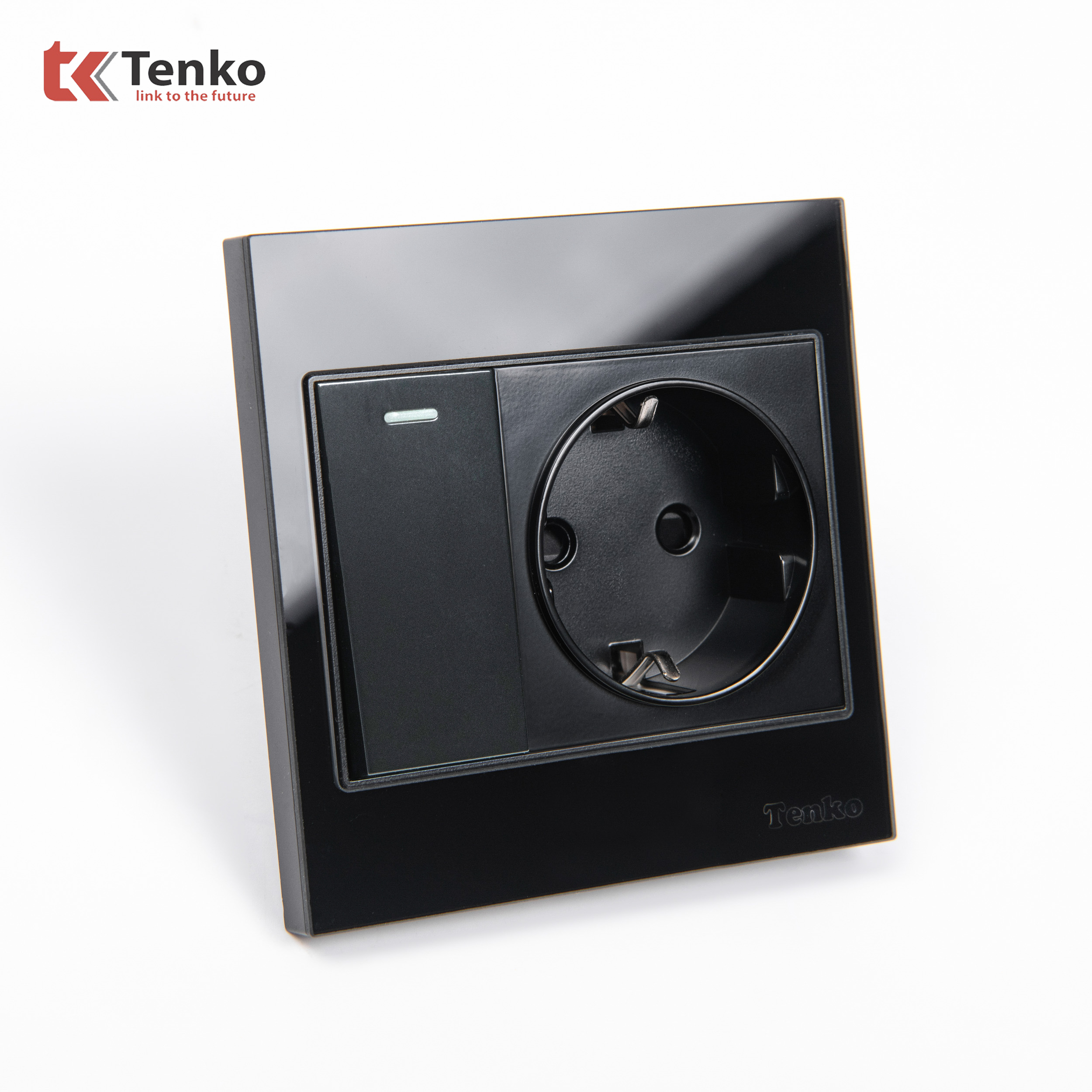 Ổ Cắm Schuko Chuẩn Đức C&oacute; C&ocirc;ngTắc TK-V18-060 Đen