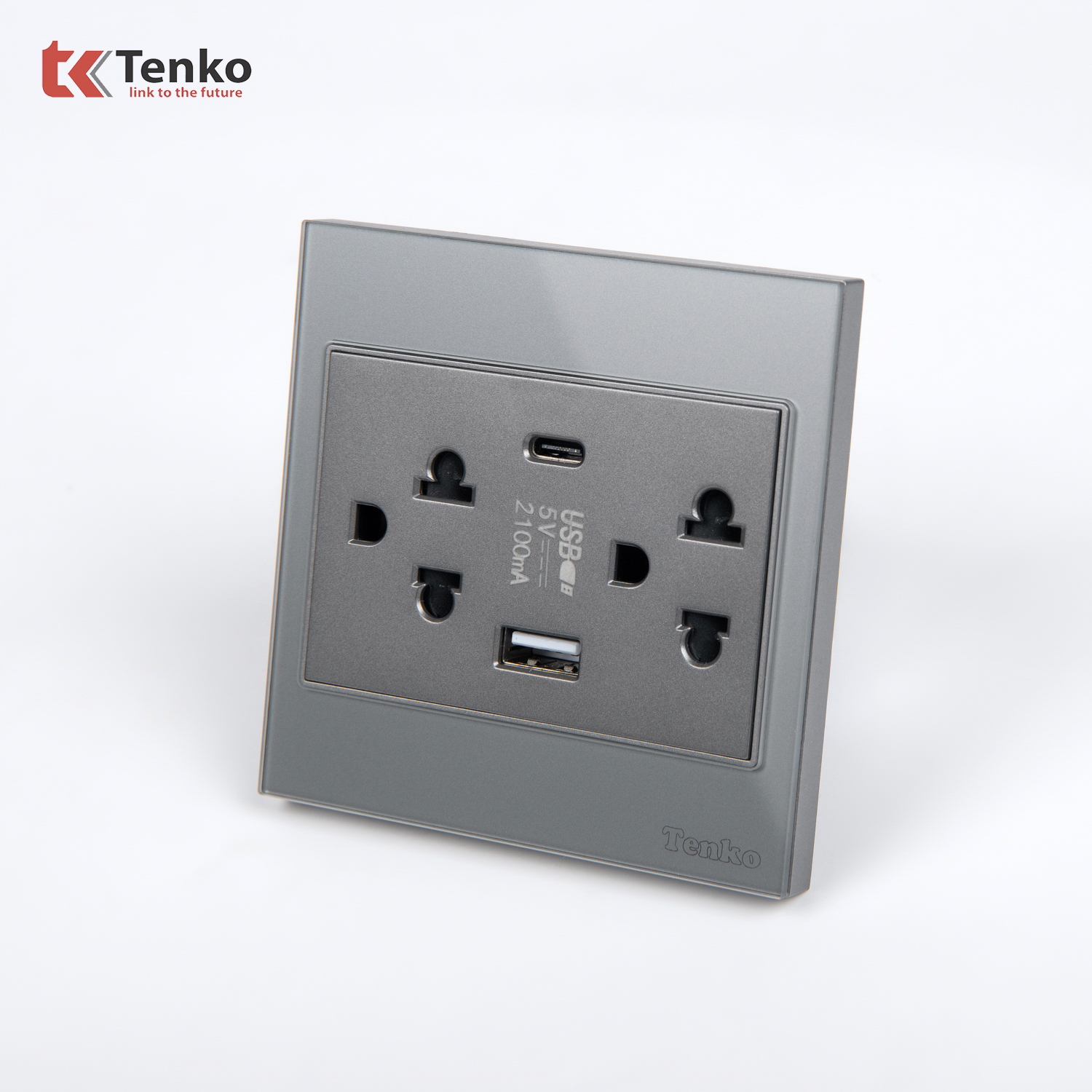 Ổ Cắm Đ&ocirc;i 3 Chấu + USB + Type C  Tenko TK-V18-045