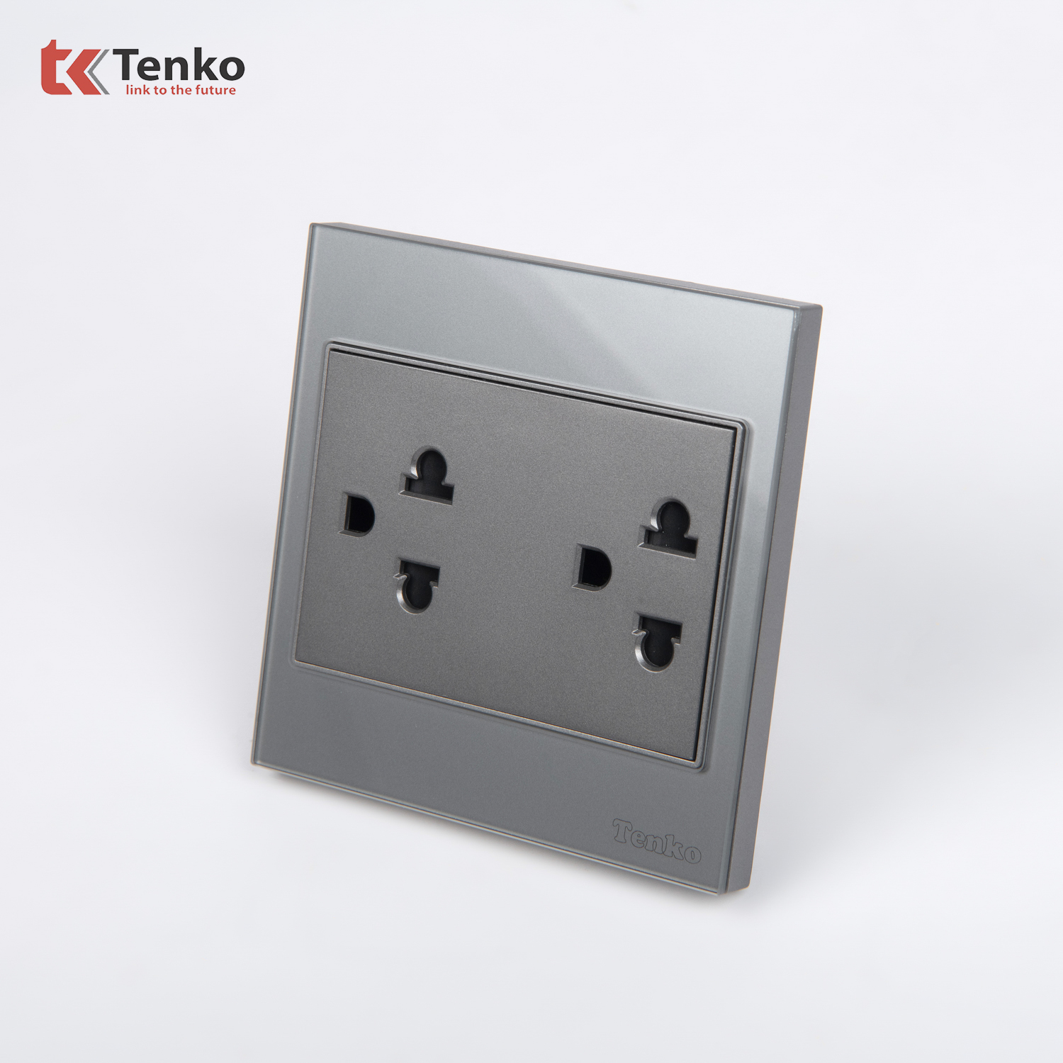 Ổ Điện Đ&ocirc;i 3 Chấu K&iacute;nh Cường Lực Tenko TK-V18-044