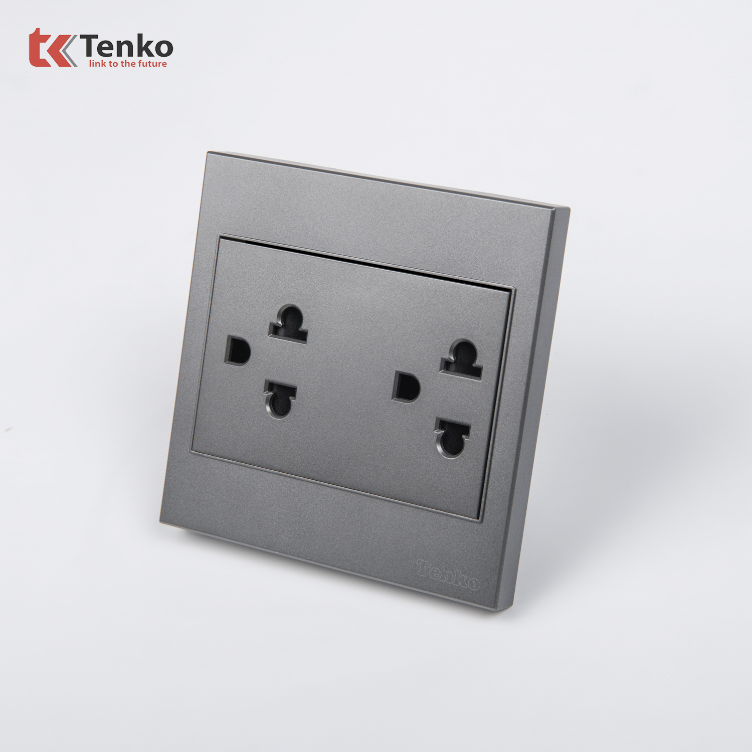 Ổ Cắm Đôi 3 Chấu Mặt Nhựa ABS Tenko TK-V1-044