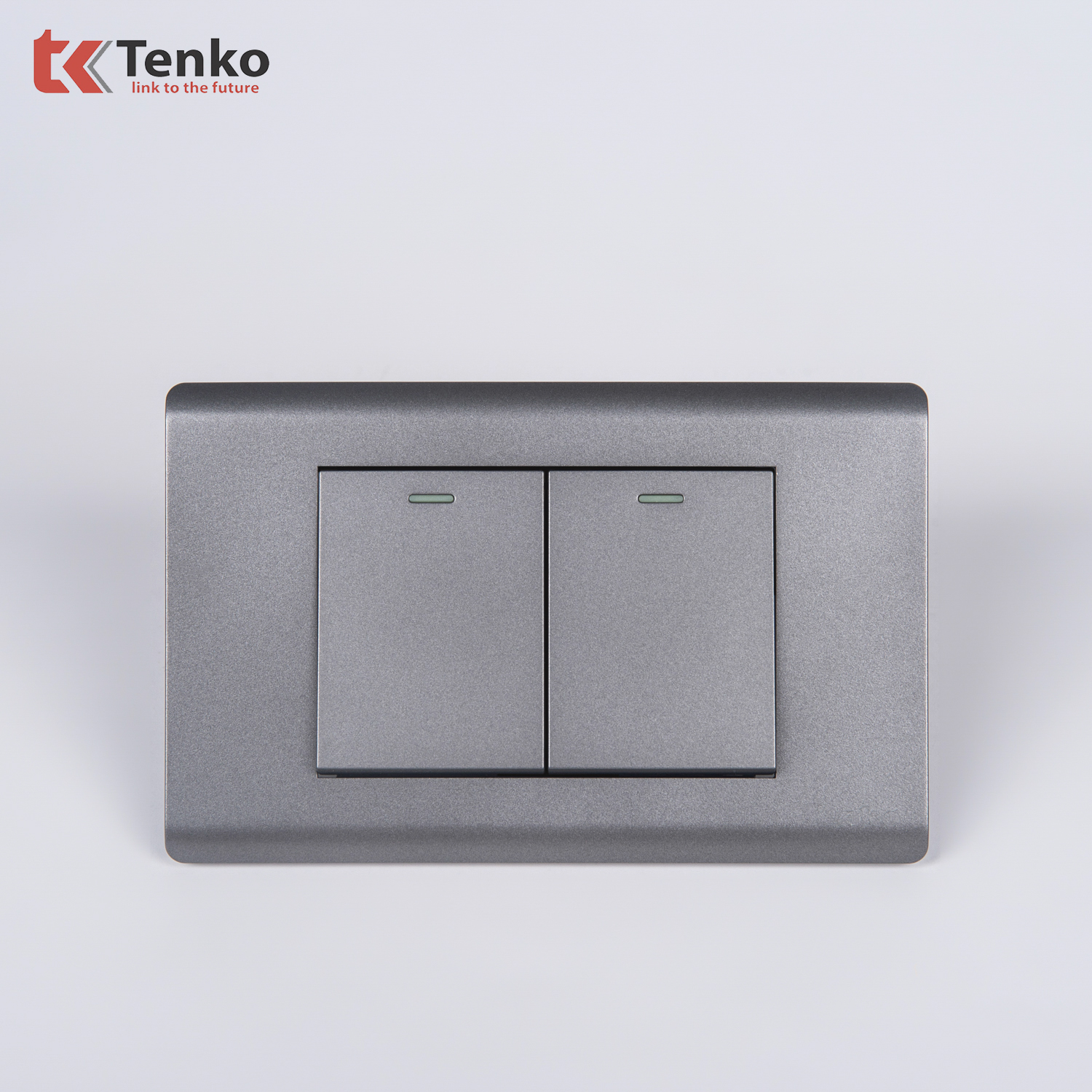 C&ocirc;ng Tắc 2 N&uacute;t Mặt Nhựa PC X&aacute;m TENKO TK-C25-02