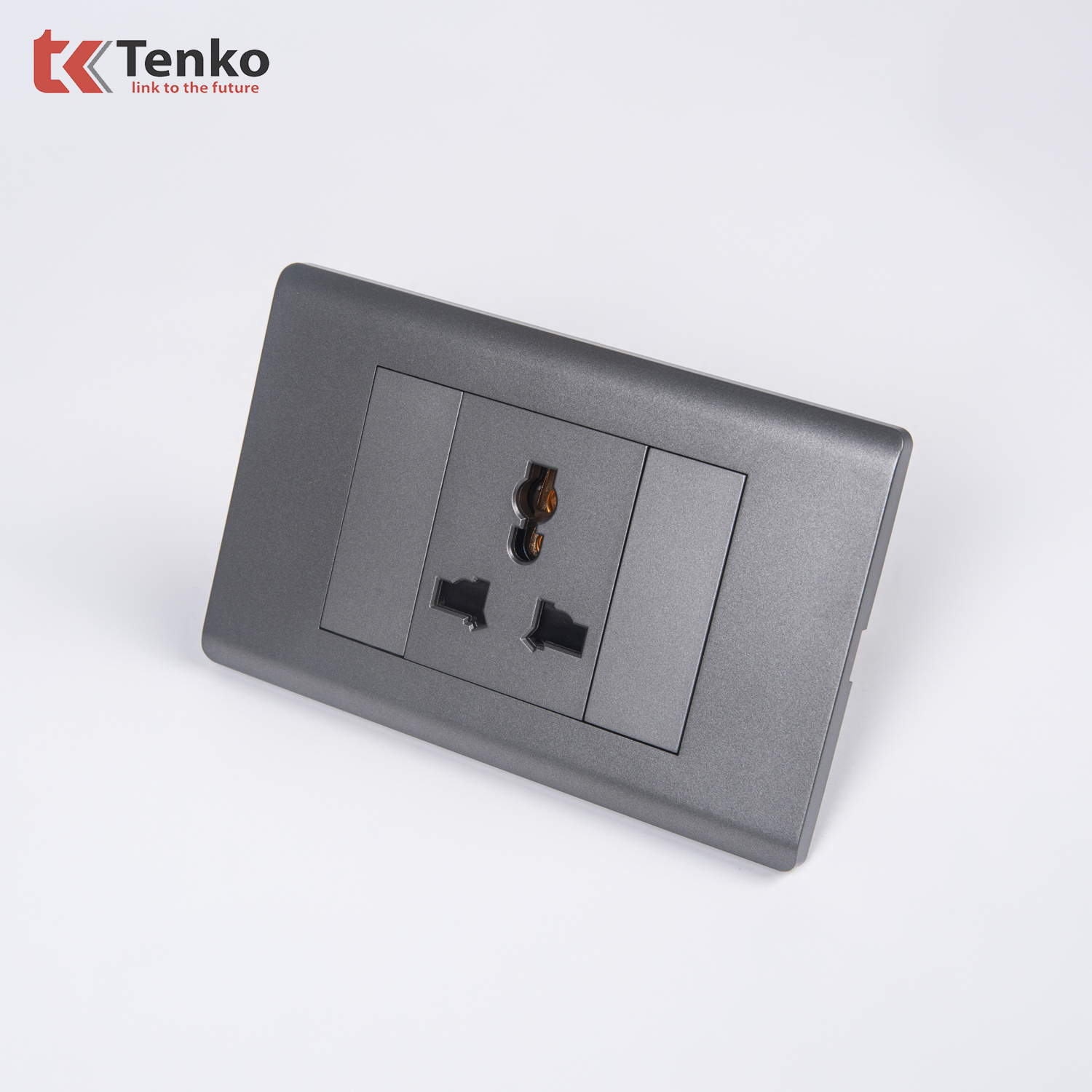 Ổ Cắm Điện 3 Chấu TENKO TK-C25-051 Mặt Nhựa PC Xám