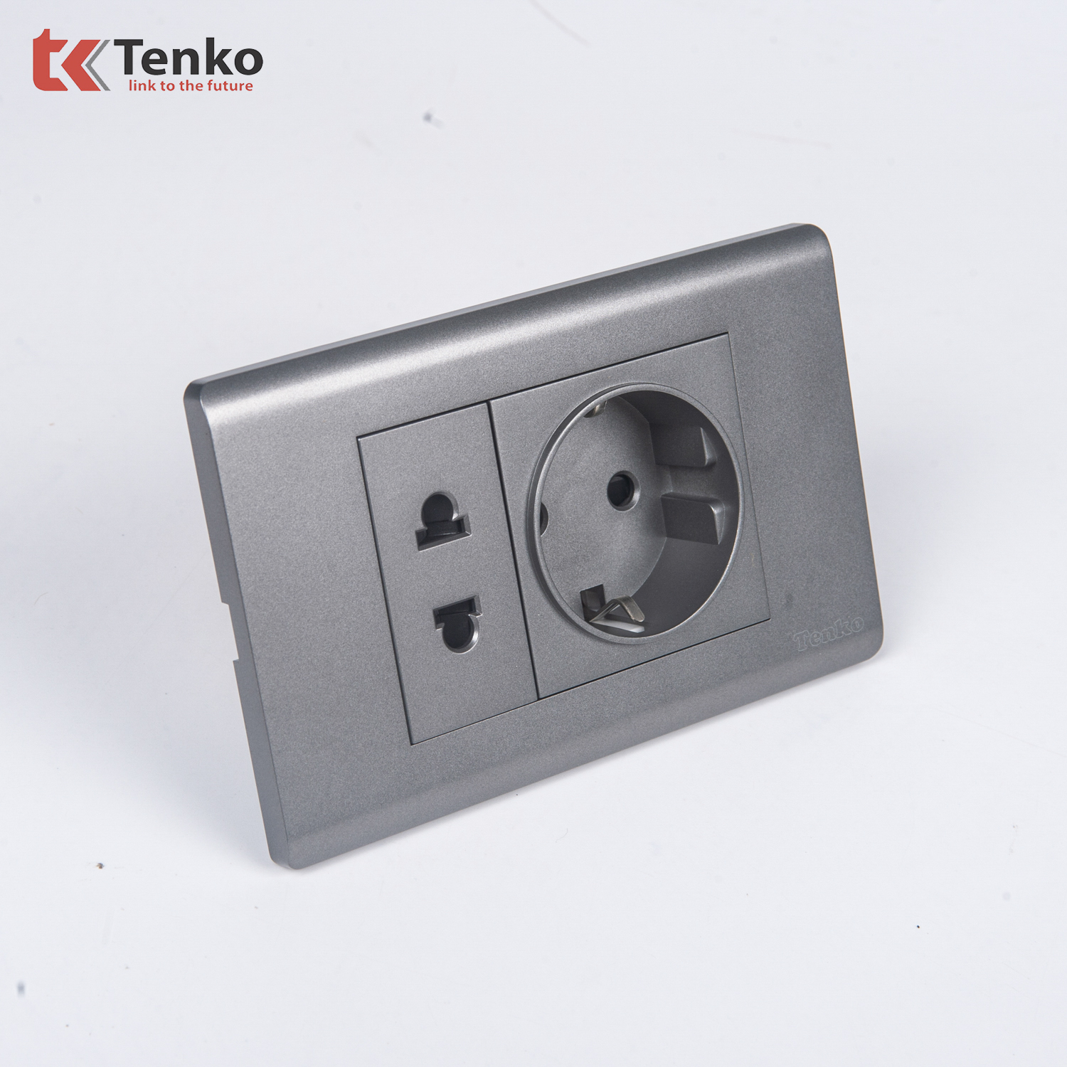Ổ Điện Schuko Chuẩn Đức TK-C25-59 Mặt Nhựa PC X&aacute;m