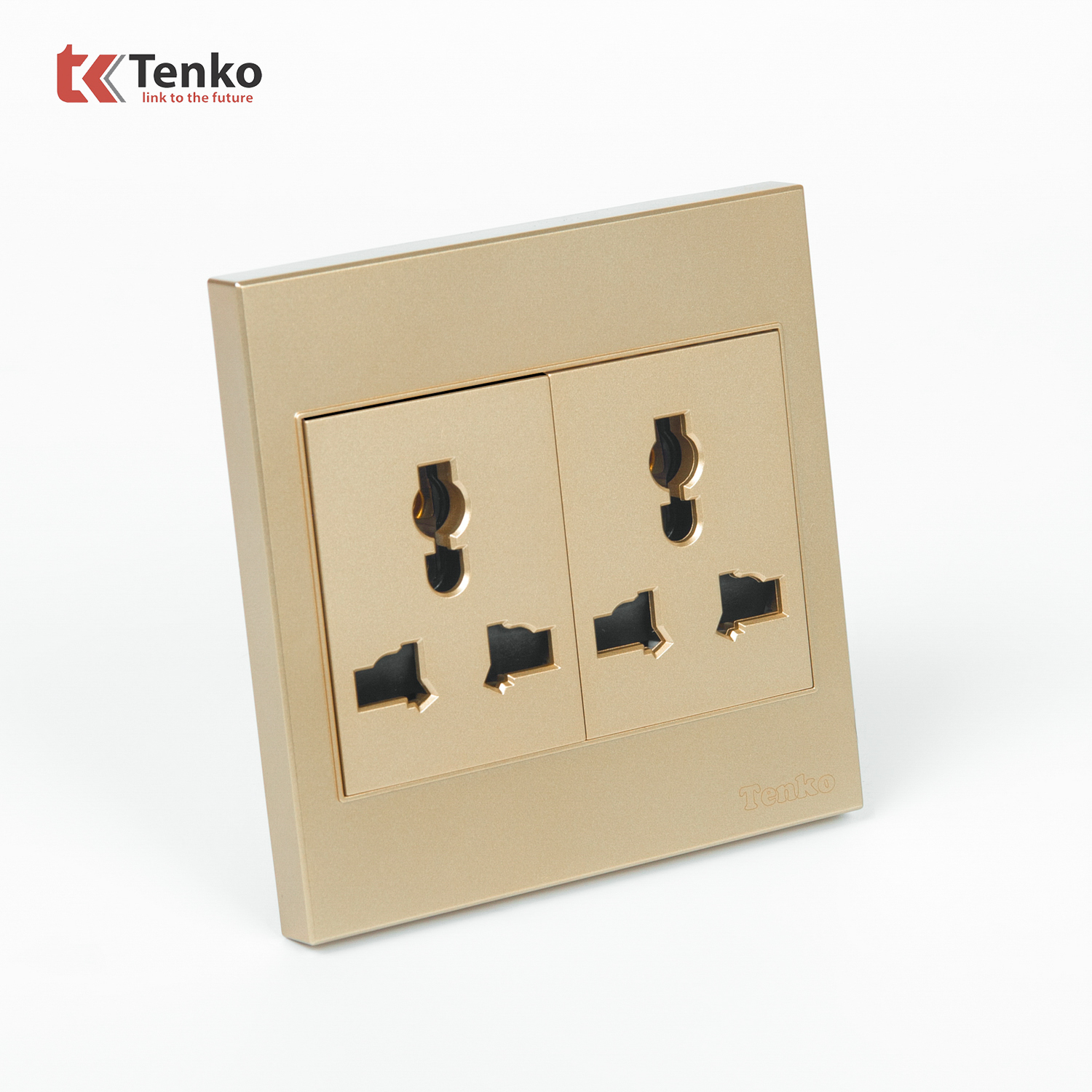 Ổ Cắm Đ&ocirc;i 3 Chấu Mặt Nhựa ABS Tenko TK-V1-050