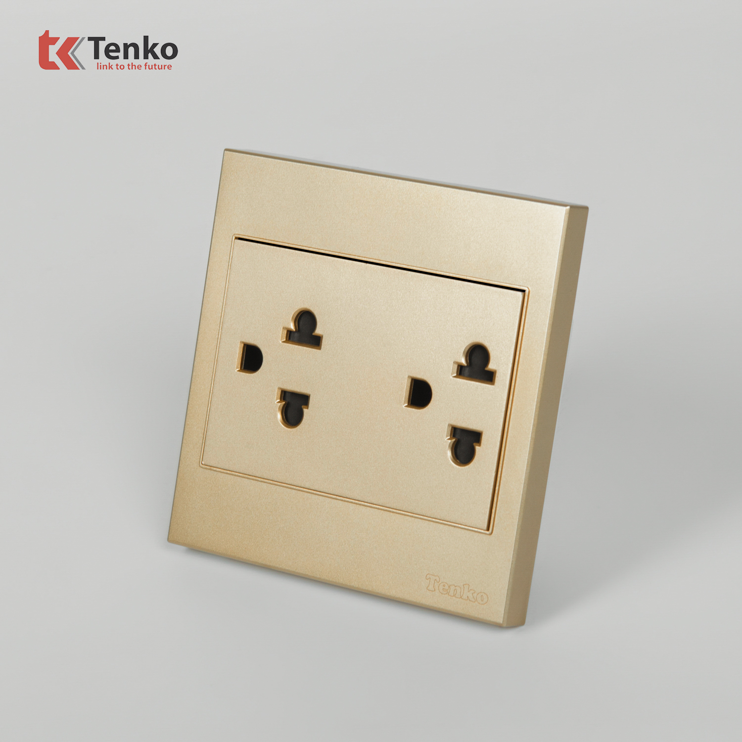 Ổ Cắm Đ&ocirc;i 3 Chấu Chấu Mặt Nhựa ABS Tenko TK-V1-044