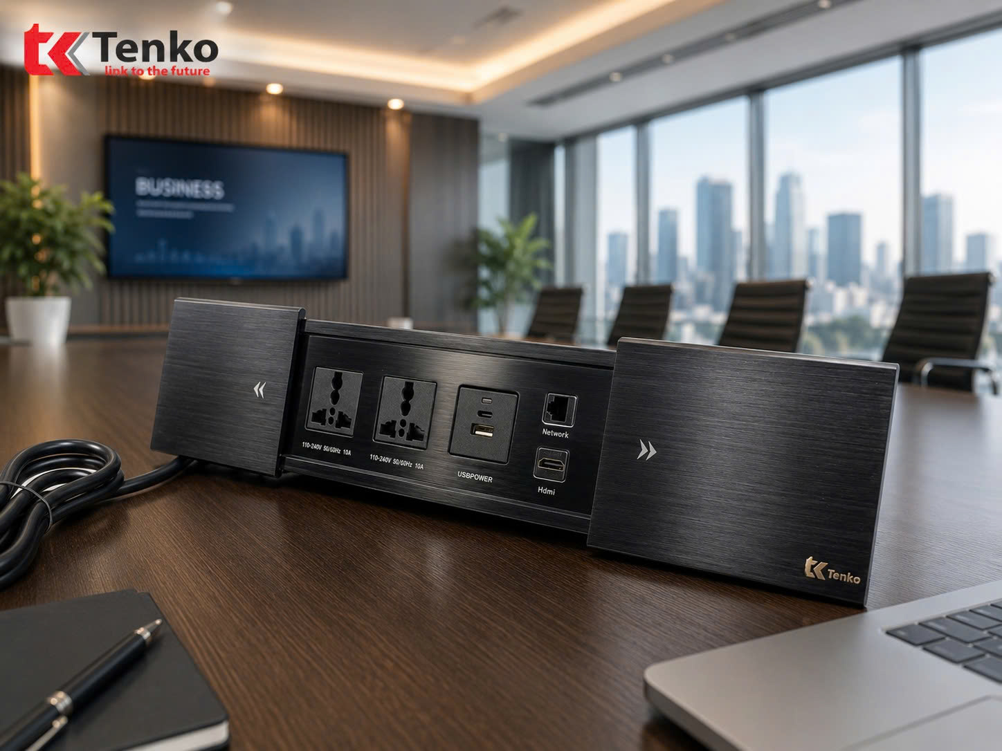 Ổ Cắm Điện Âm Bàn Tenko TK-BT06 Nắp Trượt Hai Bên