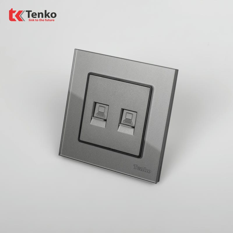 2 Ổ Cắm Mạng Mặt Kính Cường Lực TK-F71D-52