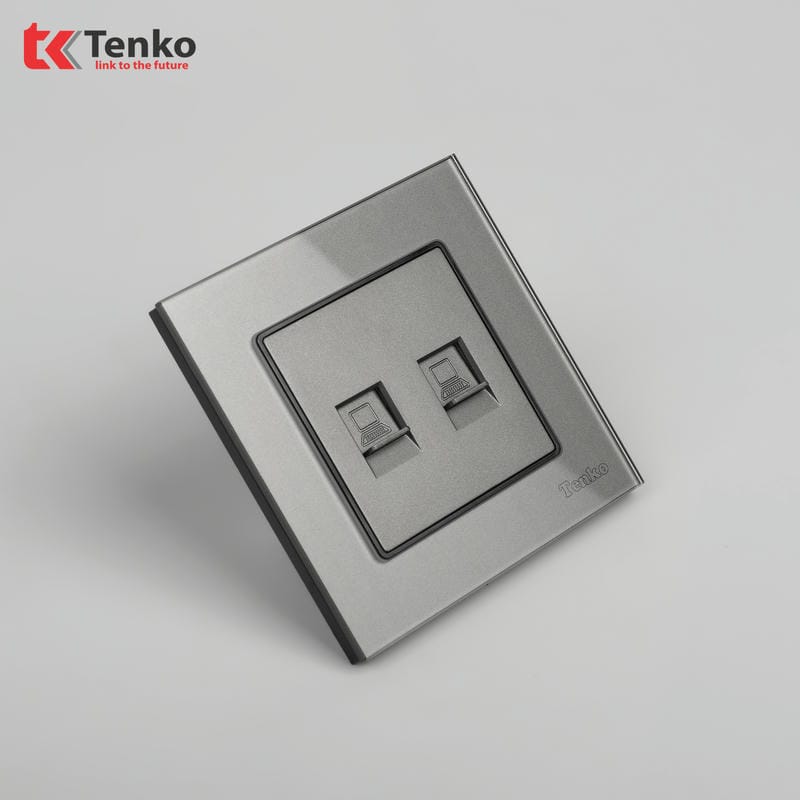2 Ổ Cắm Mạng Mặt Kính Cường Lực TK-F71D-52