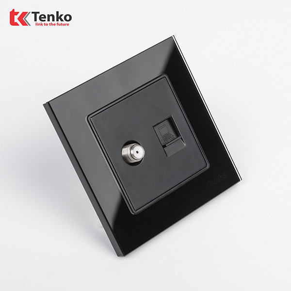2 Ổ Cắm Mạng Mặt Kính Cường Lực TK-F71D-52D