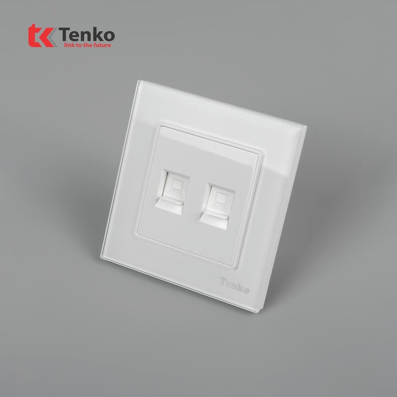 2 Ổ Cắm Mạng Mặt Kính Cường Lực TK-F71D-52T