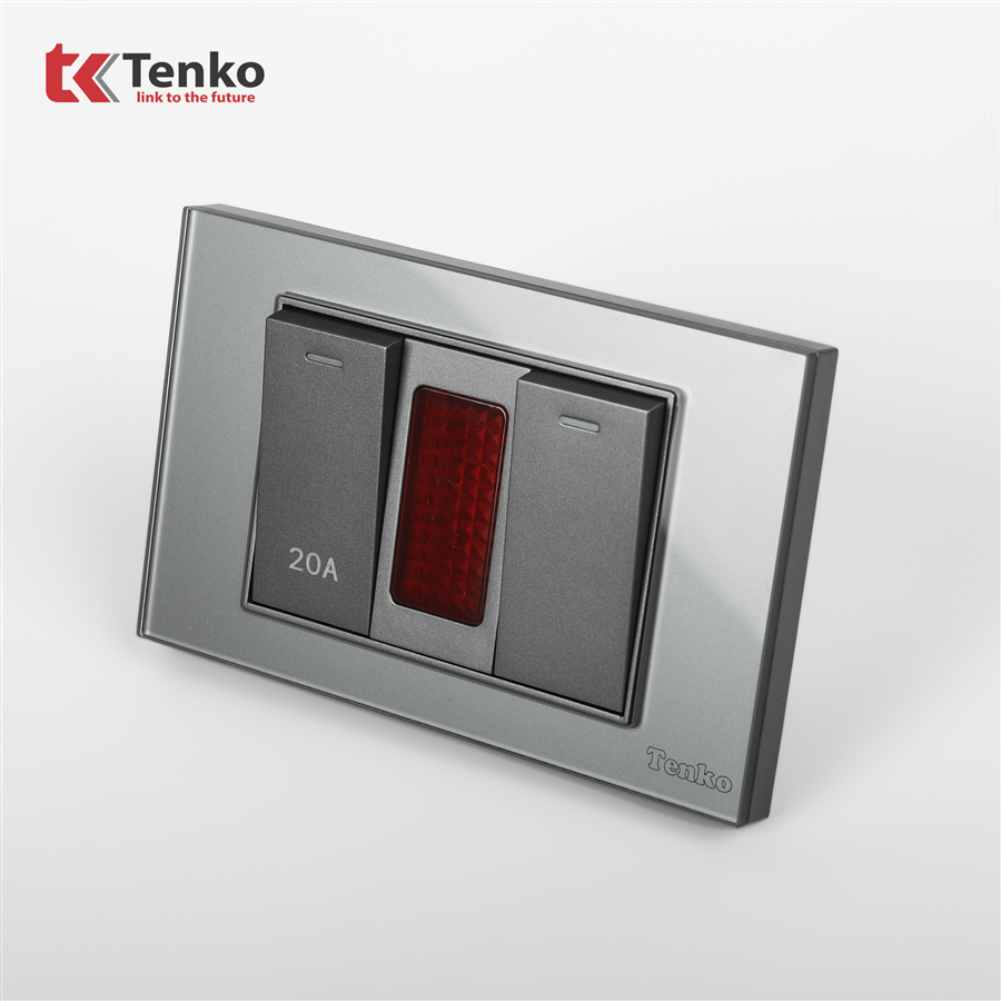 Bộ Công Tắc 20A Mặt Kính Cường Lực C18-081 Xám