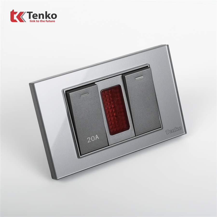 Bộ Công Tắc 20A Mặt Kính Cường Lực C18-081 Xám