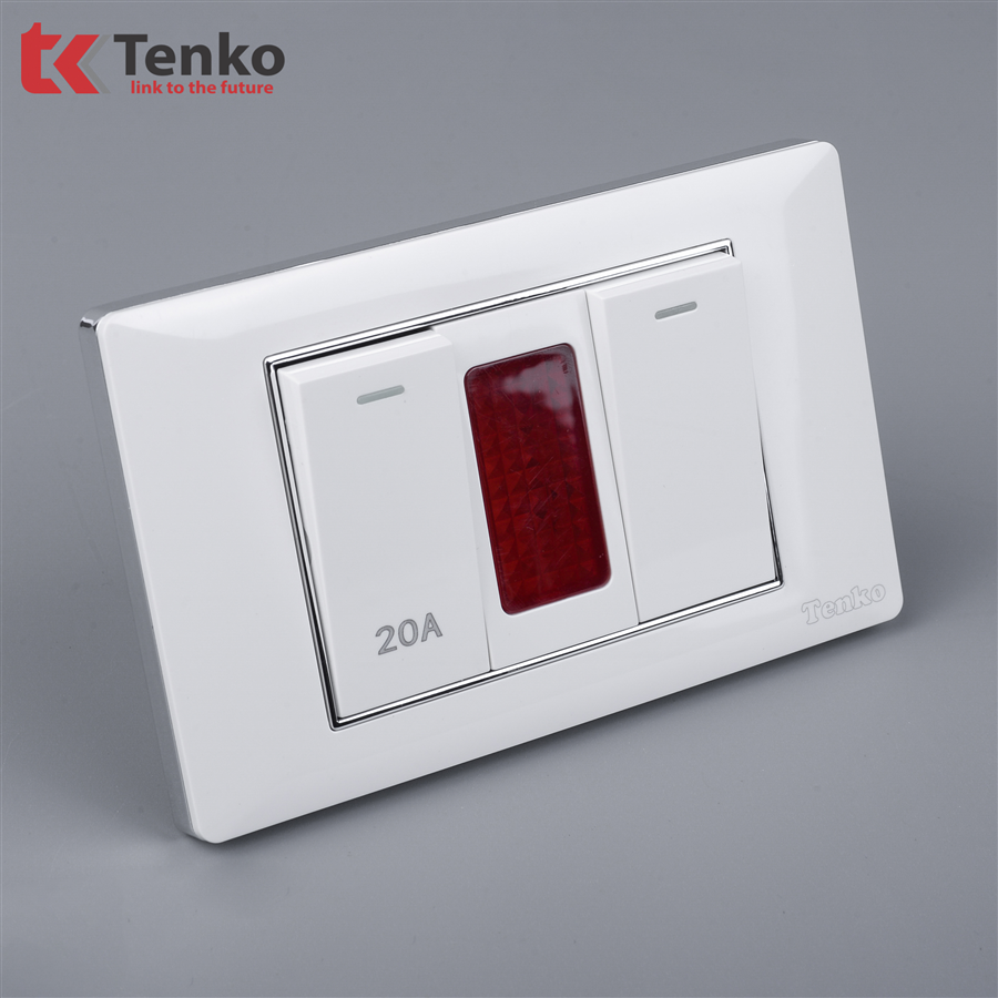 Bộ Công Tắc 20A Mặt Nhựa Trắng Viền Bạc C27-081