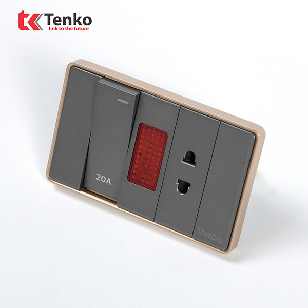 Bộ Công Tắc 20A Tràn Viền C1-080 Vàng Viền Vàng