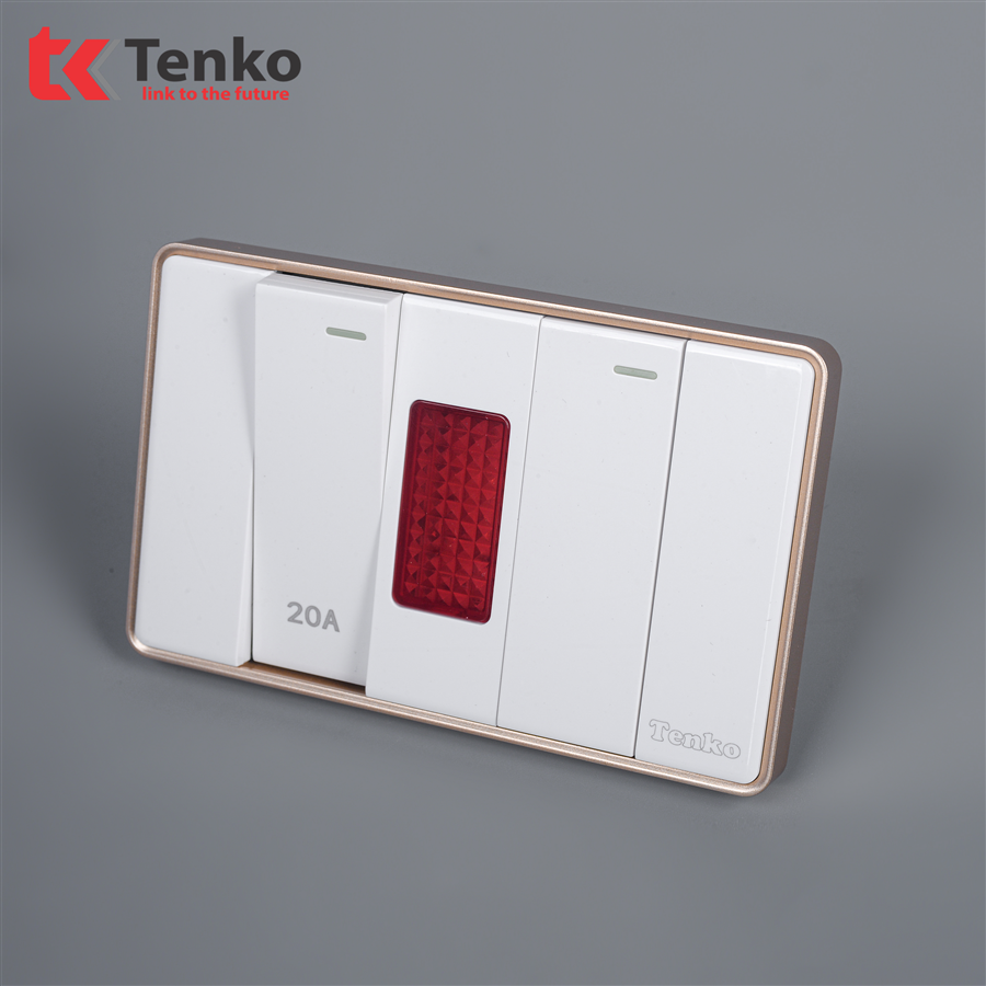 Bộ Công Tắc 20A Tràn Viền C1-081 Trắng Viền Vàng