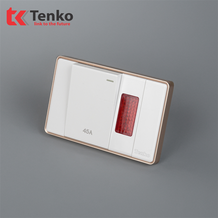 Bộ Công Tắc 45A Tràn Viền C1-086 Trắng Viền Vàng