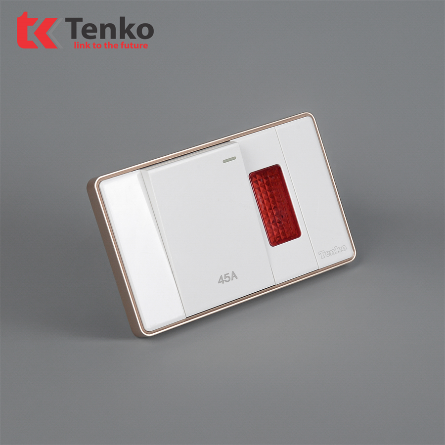 Bộ Công Tắc 45A Tràn Viền C1-086 Trắng Viền Vàng