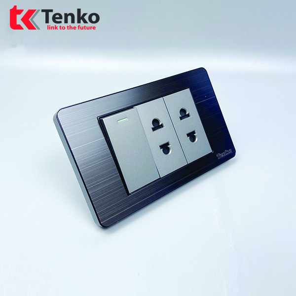 Bộ Công Tắc Mặt Hợp Kim Đen Xám TK-C7G-025